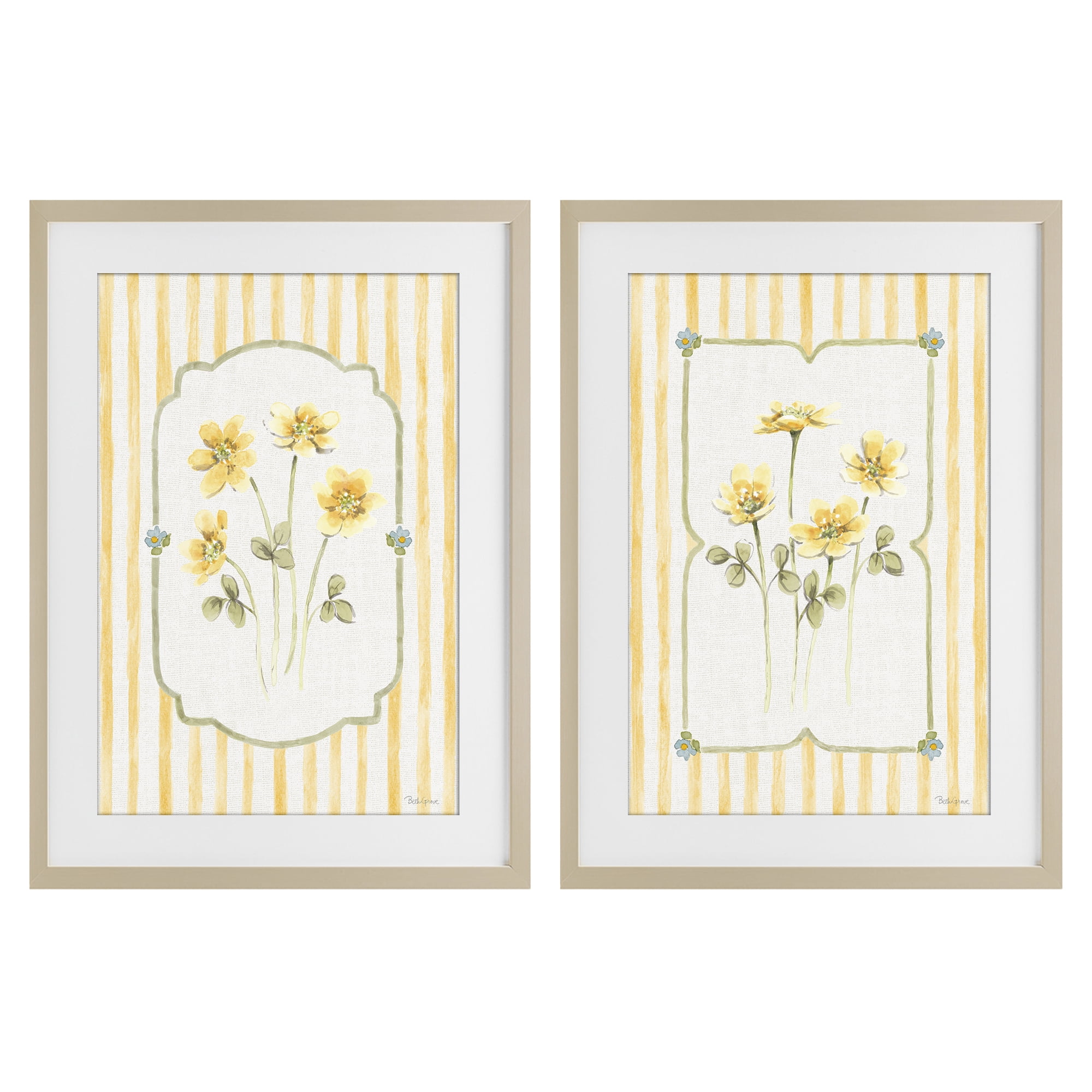 Stupell Industries Sweet Honey Blooms 2 Piece Birch Framed Print Under Glass Set, design by Beth Grove