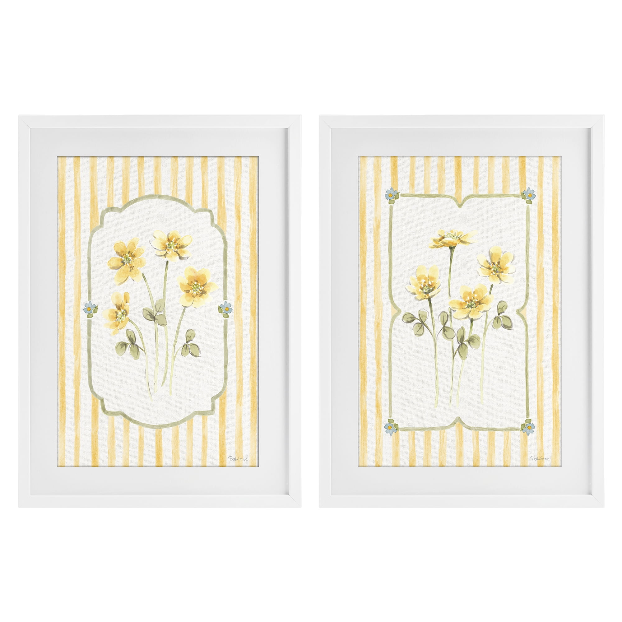 Stupell Industries Sweet Honey Blooms 2 Piece White Framed Print Under Glass Set, design by Beth Grove