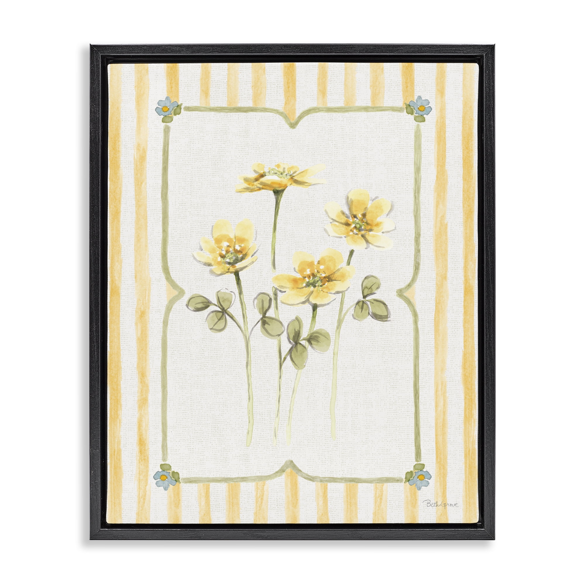 Stupell Industries Sweet Honey Florals Black Framed Floater Canvas Wall Art, design by Beth Grove