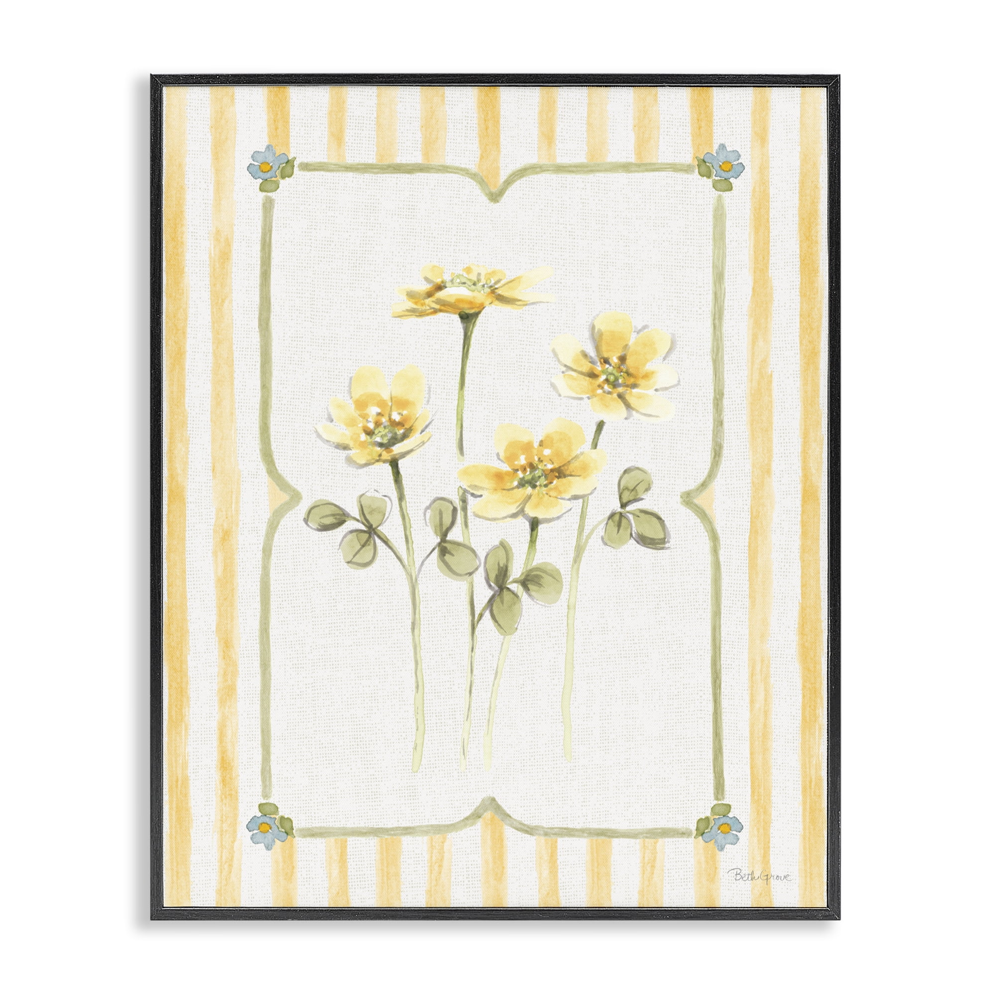 Stupell Industries Sweet Honey Florals Black Framed Giclee Art, design by Beth Grove