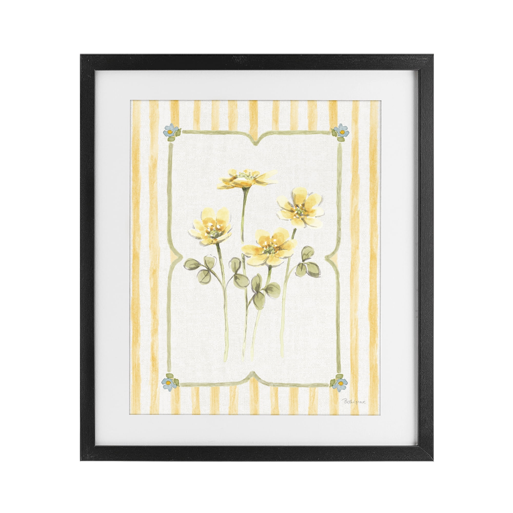 Stupell Industries Sweet Honey Florals Black Framed Print Under Glass, design by Beth Grove