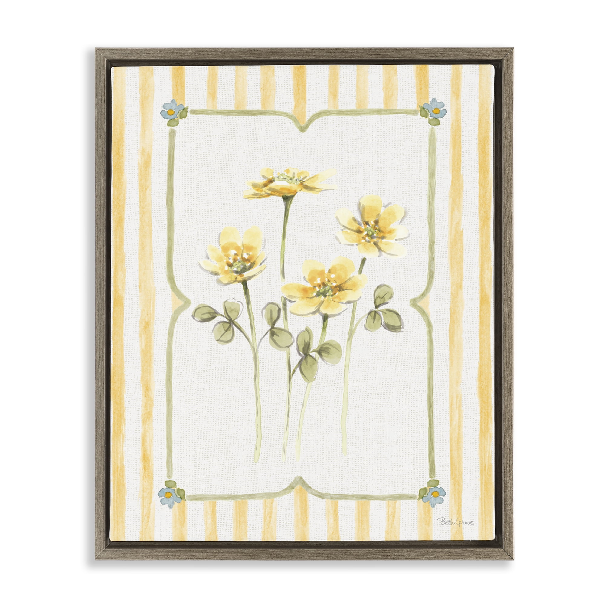 Stupell Industries Sweet Honey Florals Brown Framed Floater Canvas Wall Art, design by Beth Grove