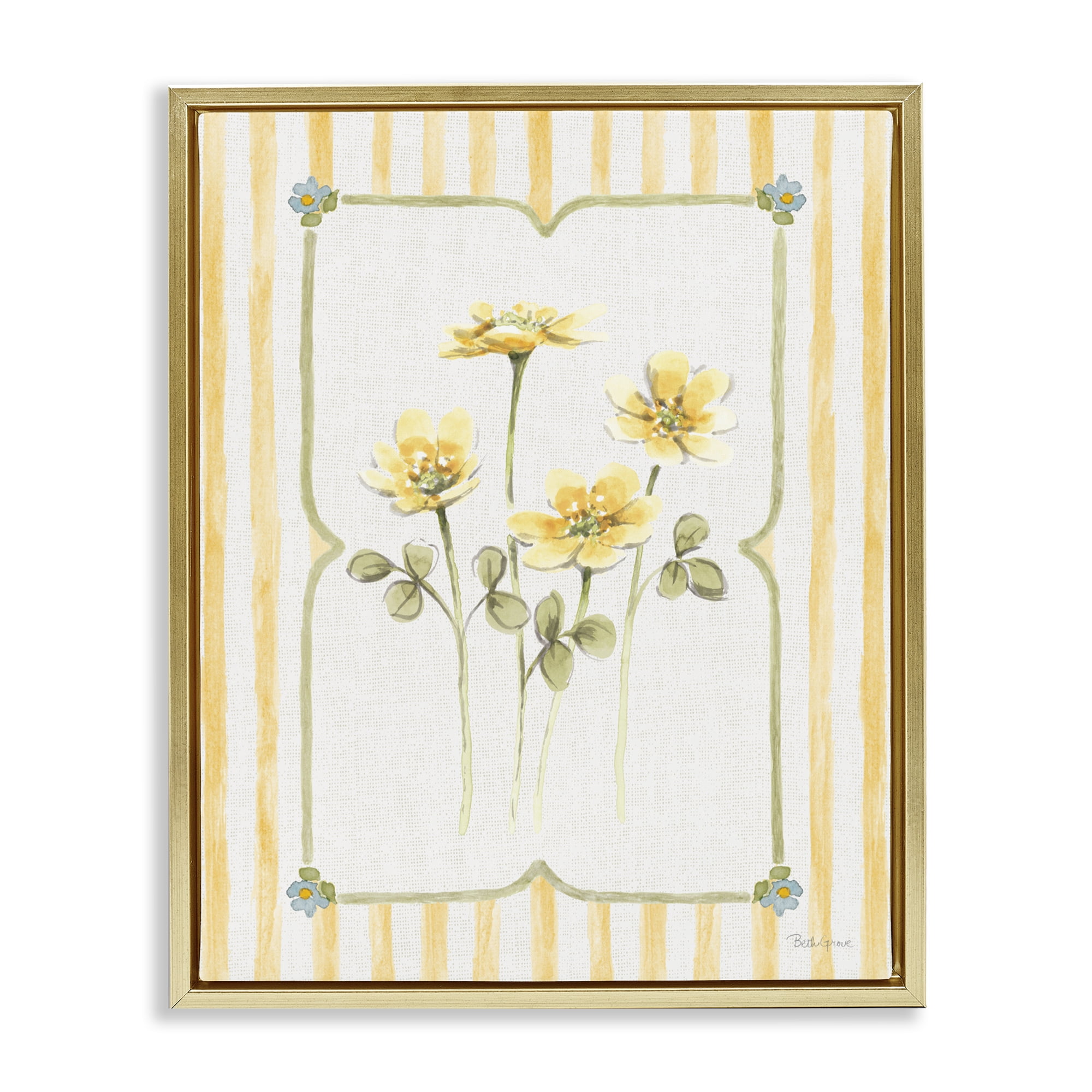 Stupell Industries Sweet Honey Florals Gold Framed Floater Canvas Wall Art, design by Beth Grove