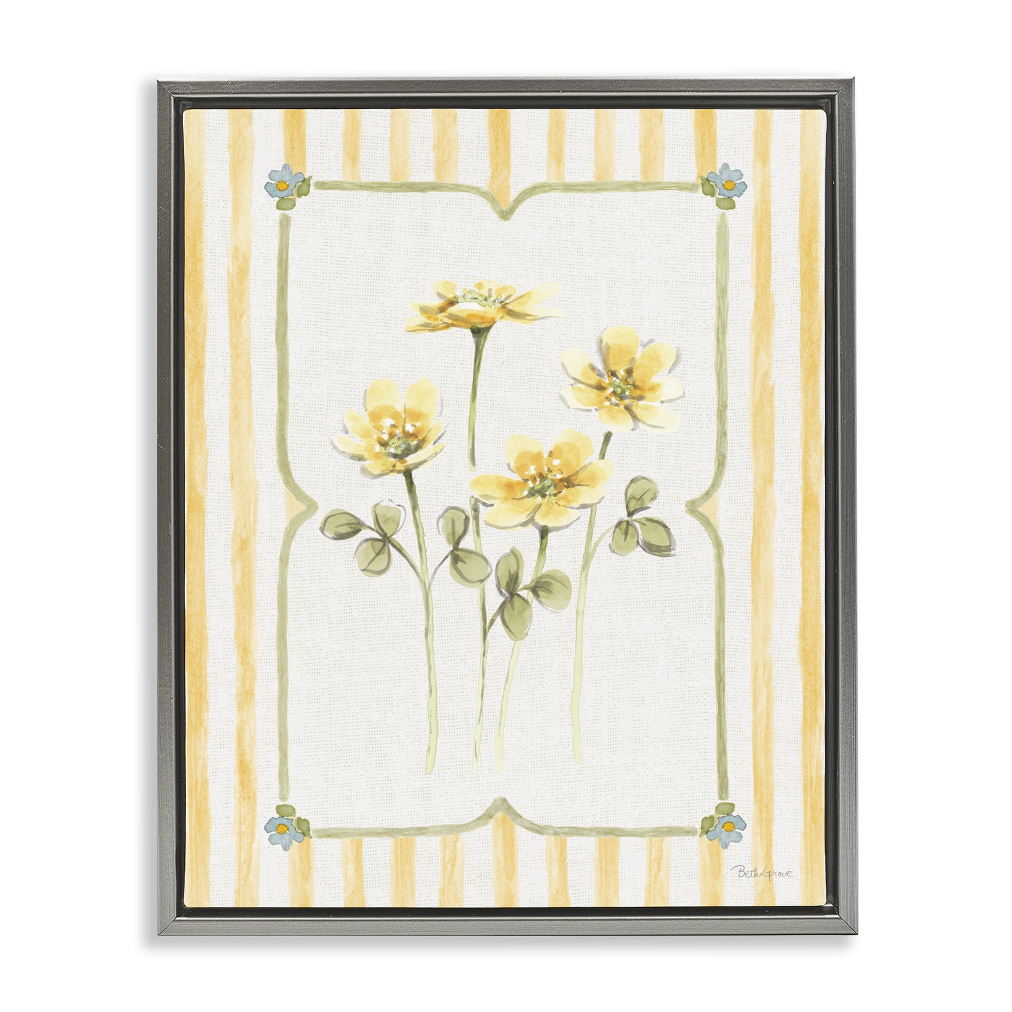 Stupell Industries Sweet Honey Florals Gray Framed Floater Canvas Wall Art, design by Beth Grove
