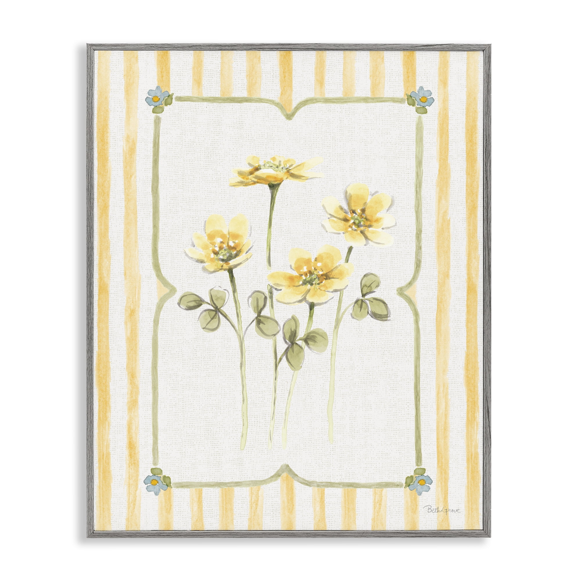 Stupell Industries Sweet Honey Florals Gray Framed Giclee Art, design by Beth Grove