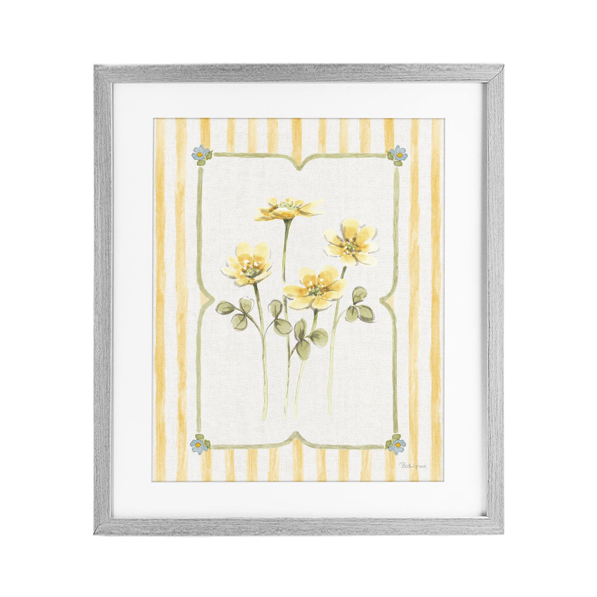 Stupell Industries Sweet Honey Florals Gray Framed Print Under Glass, design by Beth Grove