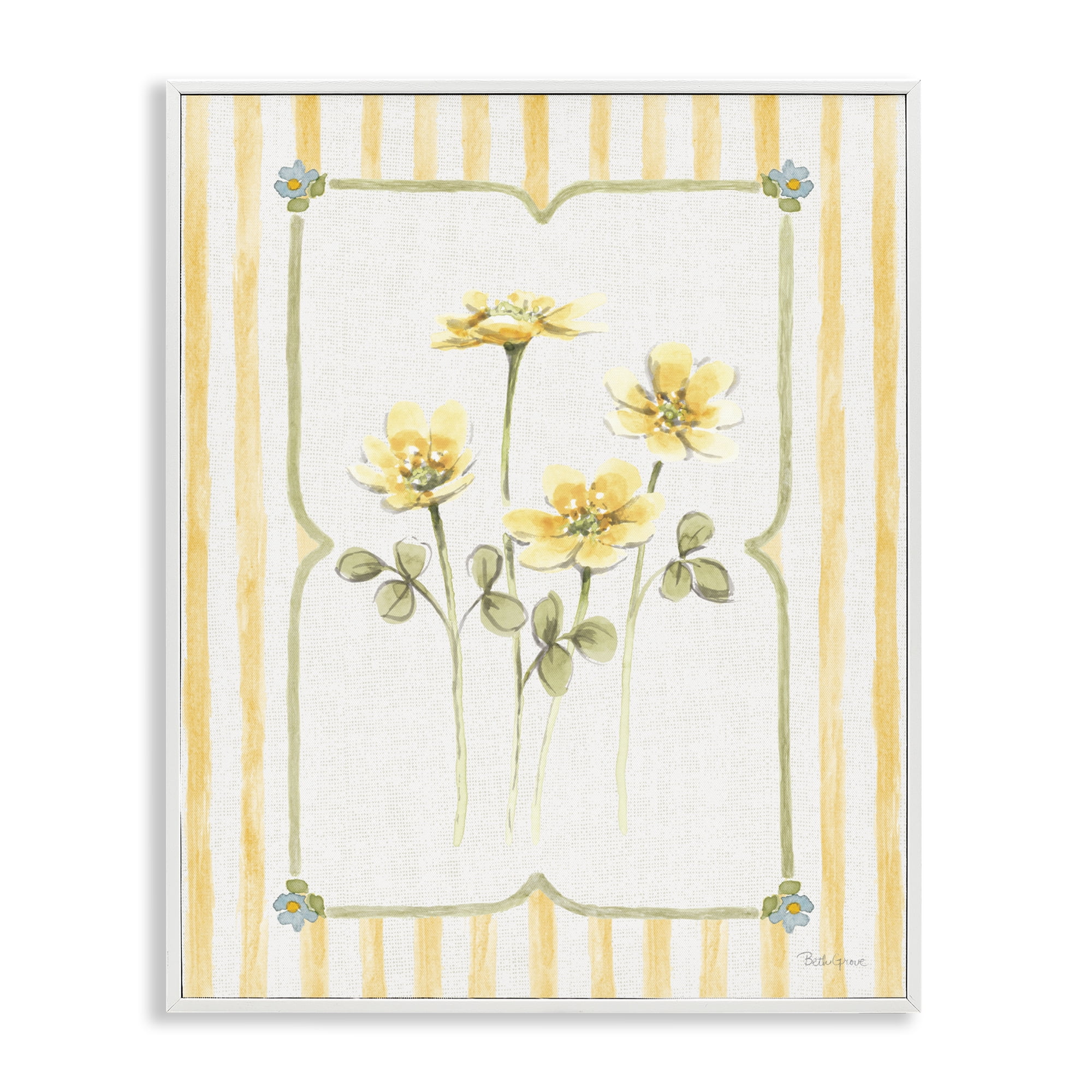 Stupell Industries Sweet Honey Florals White Framed Giclee Art, design by Beth Grove