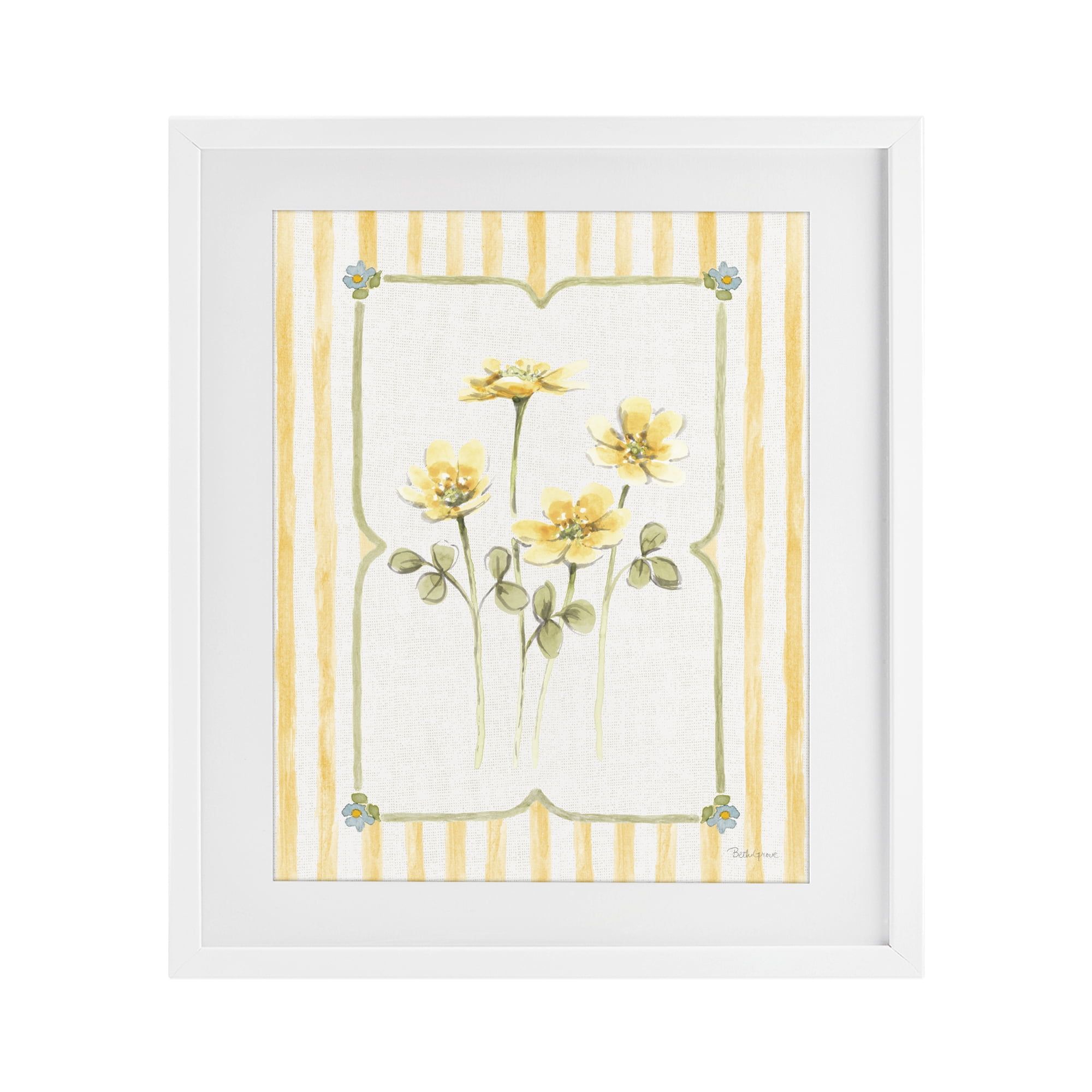 Stupell Industries Sweet Honey Florals White Framed Print Under Glass, design by Beth Grove
