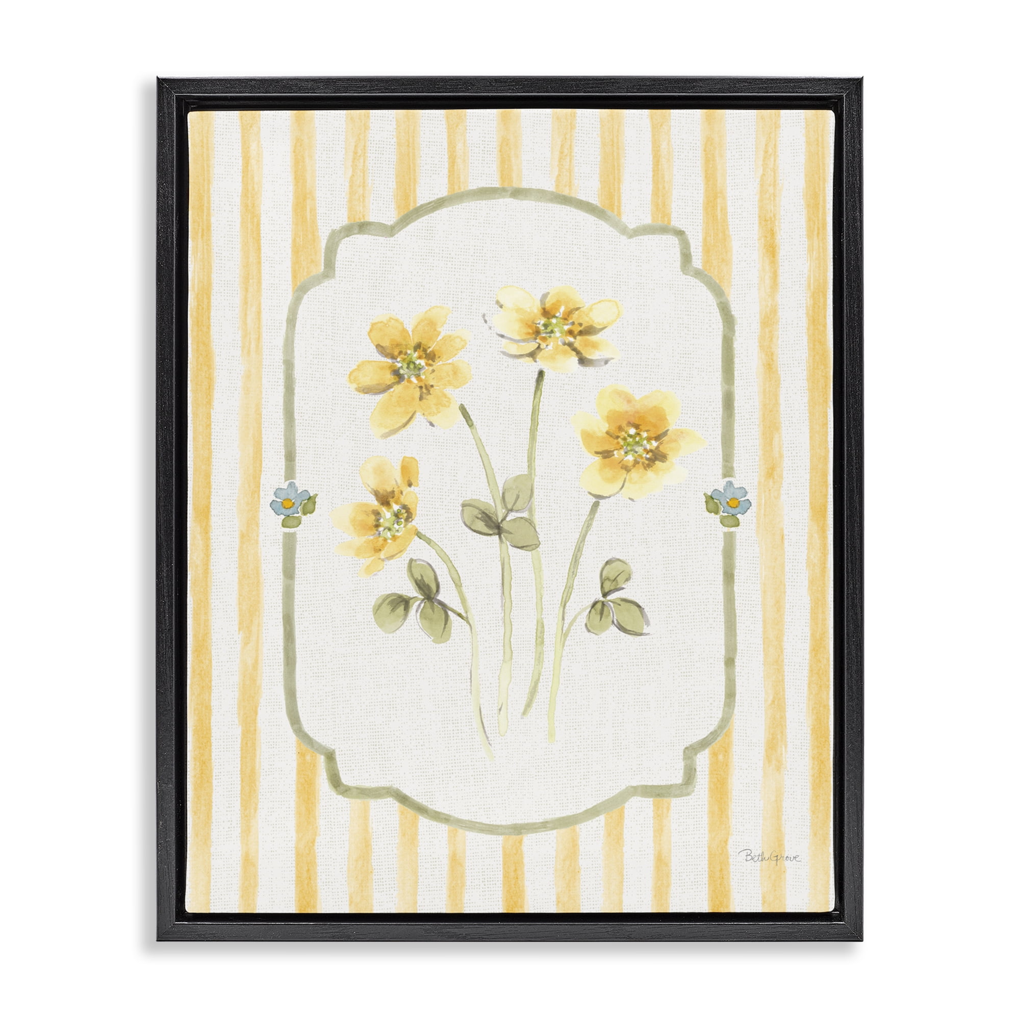 Stupell Industries Sweet Honey Flowers Black Framed Floater Canvas Wall Art, design by Beth Grove