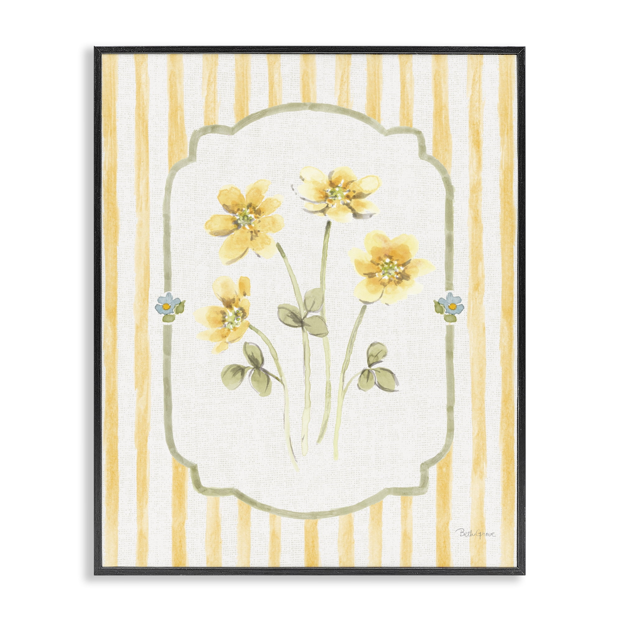 Stupell Industries Sweet Honey Flowers Black Framed Giclee Art, design by Beth Grove
