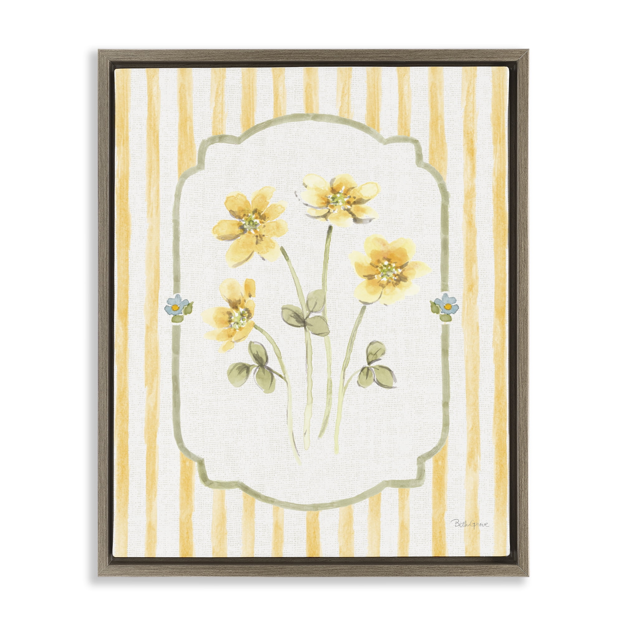Stupell Industries Sweet Honey Flowers Brown Framed Floater Canvas Wall Art, design by Beth Grove