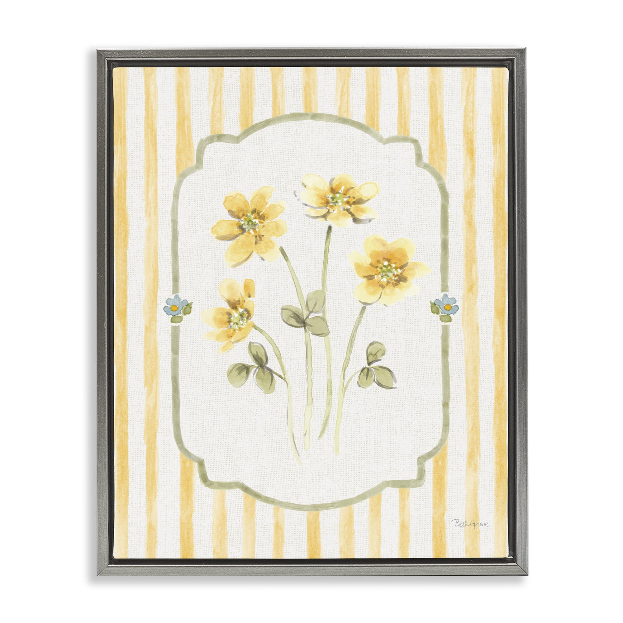 Stupell Industries Sweet Honey Flowers Gray Framed Floater Canvas Wall Art, design by Beth Grove