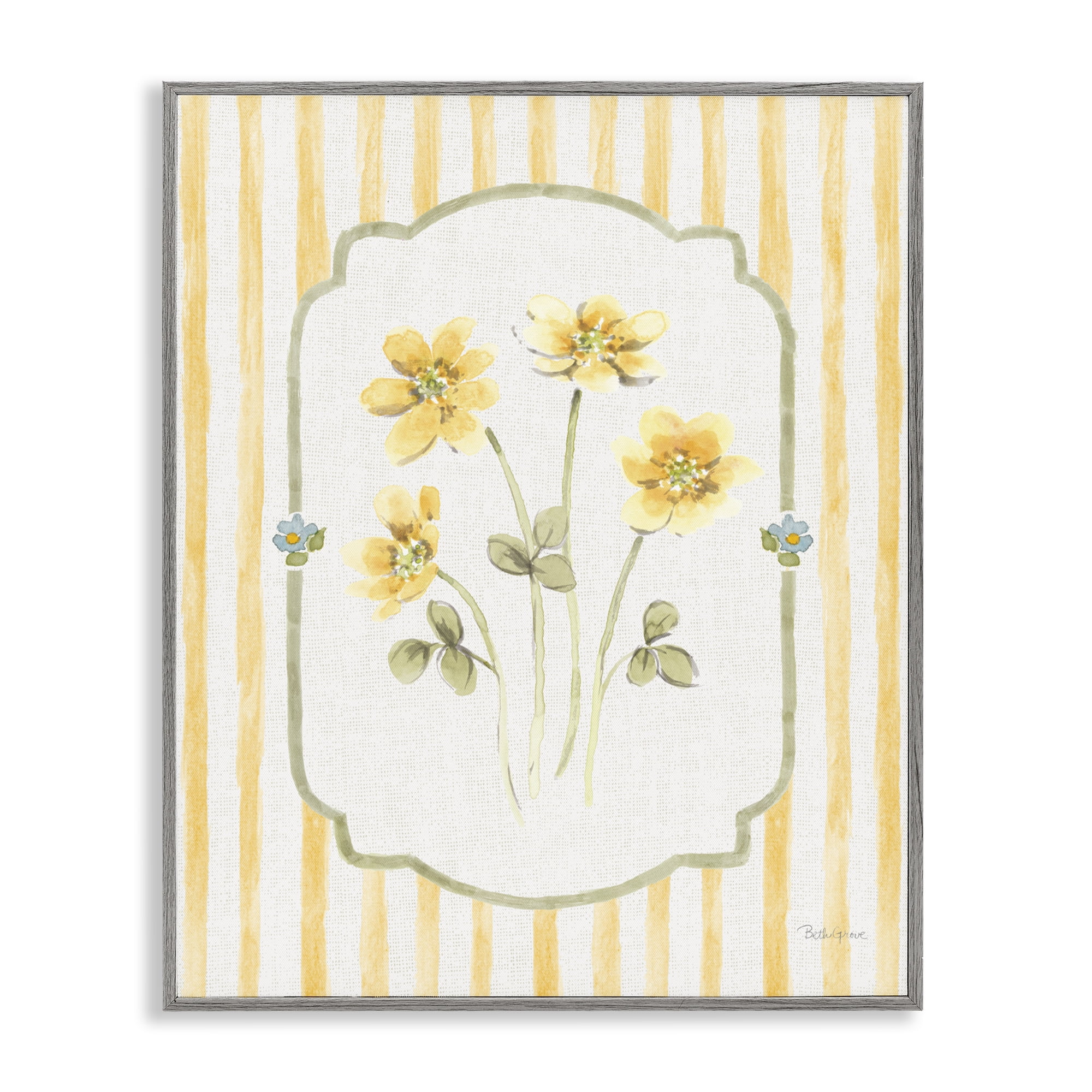 Stupell Industries Sweet Honey Flowers Gray Framed Giclee Art, design by Beth Grove