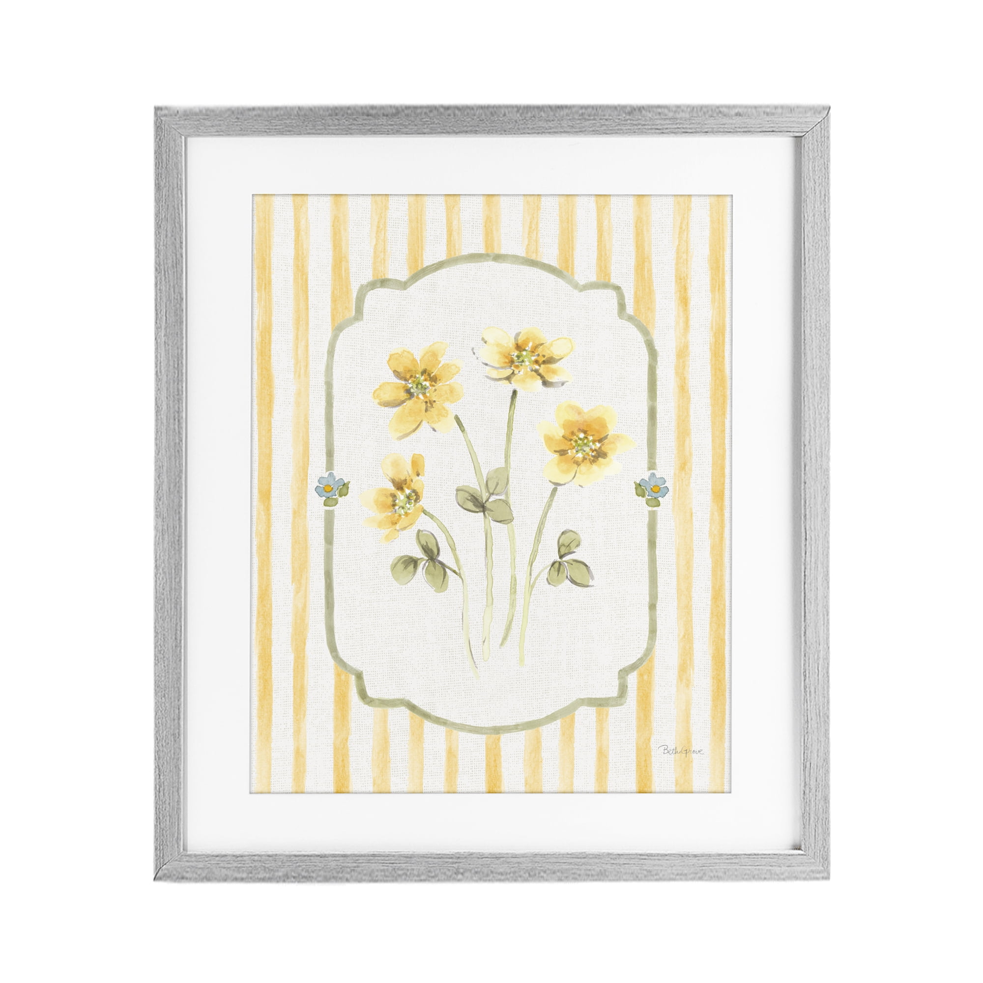 Stupell Industries Sweet Honey Flowers Gray Framed Print Under Glass, design by Beth Grove