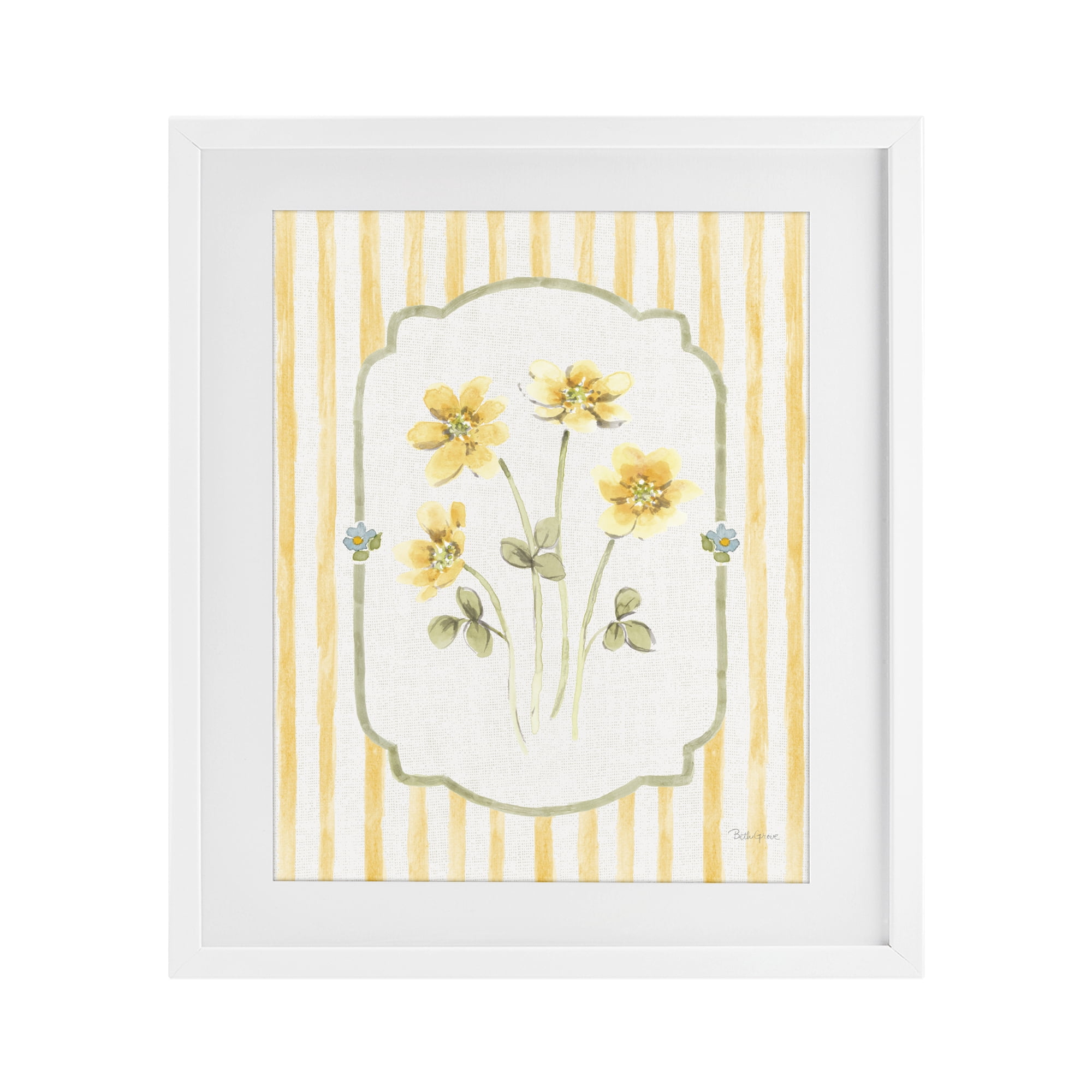 Stupell Industries Sweet Honey Flowers White Framed Print Under Glass, design by Beth Grove