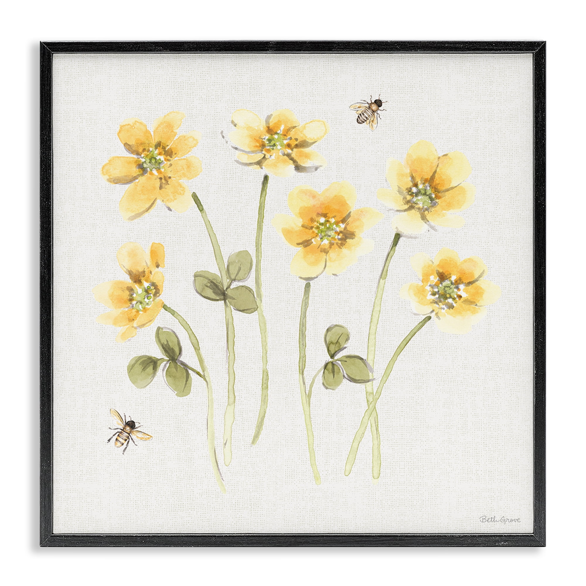 Stupell Industries Sweet Honey Wildflowers Black Framed Giclee Art, design by Beth Grove