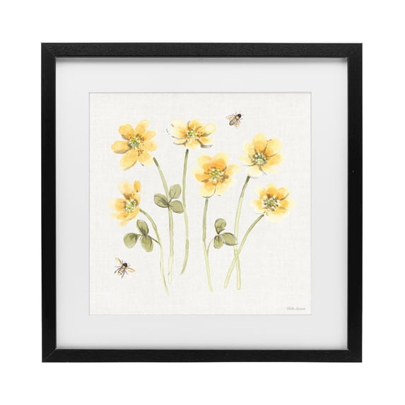 Stupell Industries Cottage Sweet Honey Wildflowers Black Framed Print Under Glass, 13 x 13, by Beth Grove