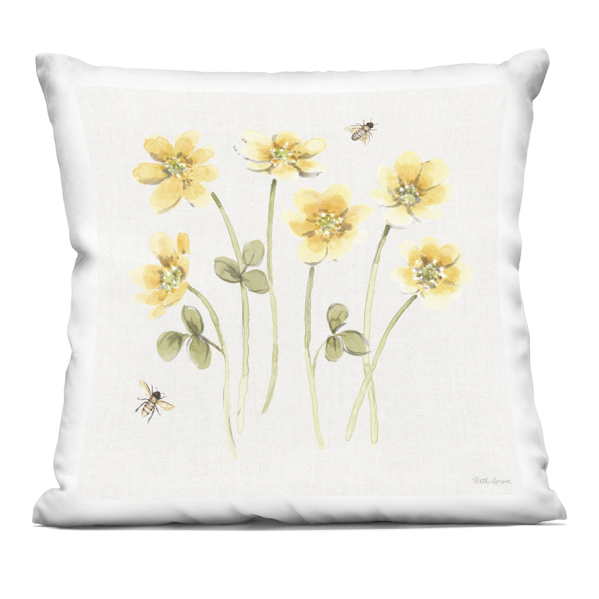 Stupell Industries Sweet Honey Wildflowers Decorative Printed Throw Pillow, design by Beth Grove, 18 x 7 x 18