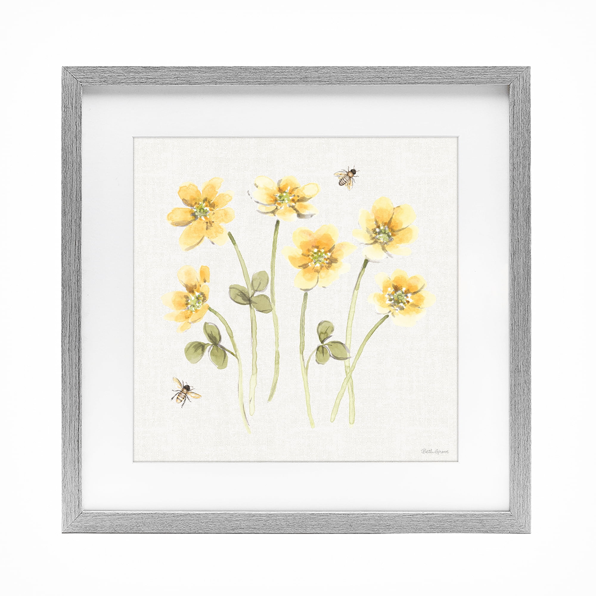 Stupell Industries Sweet Honey Wildflowers Gray Framed Print Under Glass, design by Beth Grove