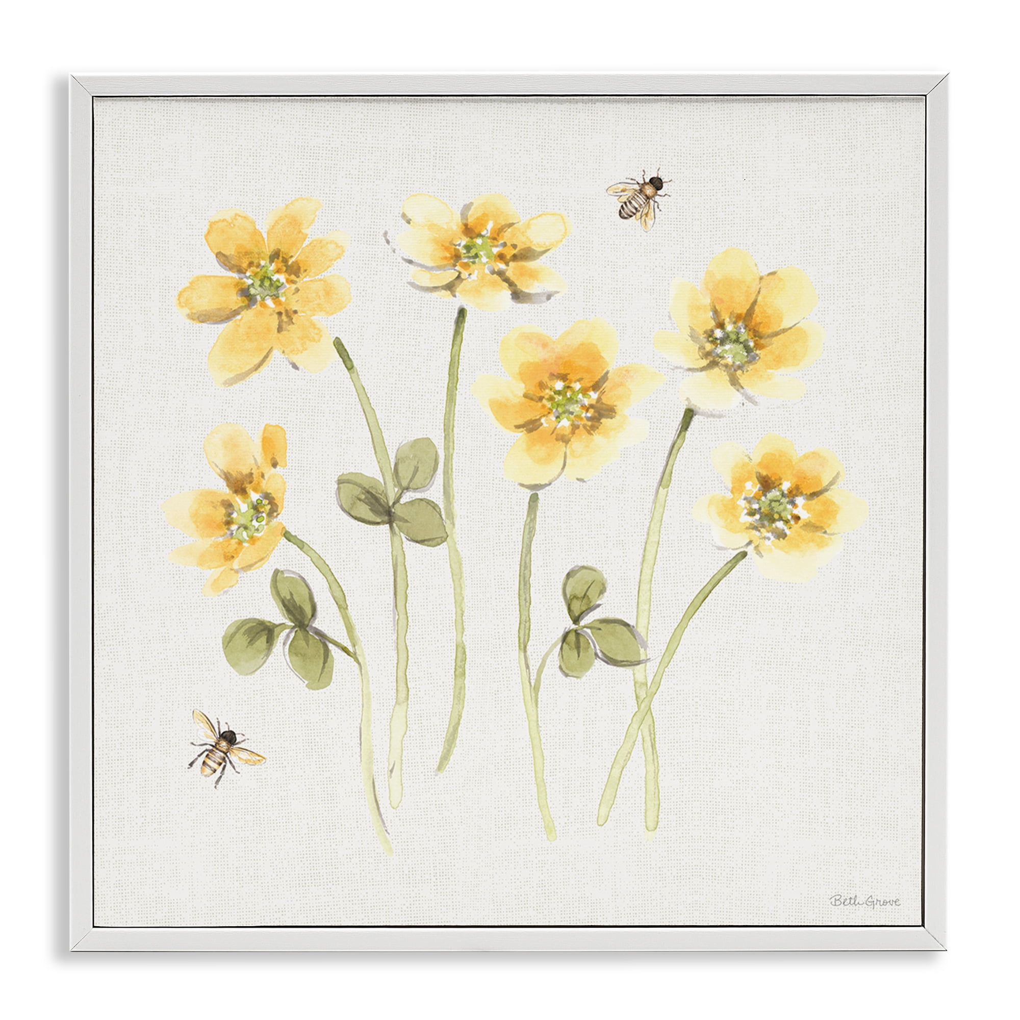 Stupell Industries Sweet Honey Wildflowers White Framed Giclee Art, design by Beth Grove