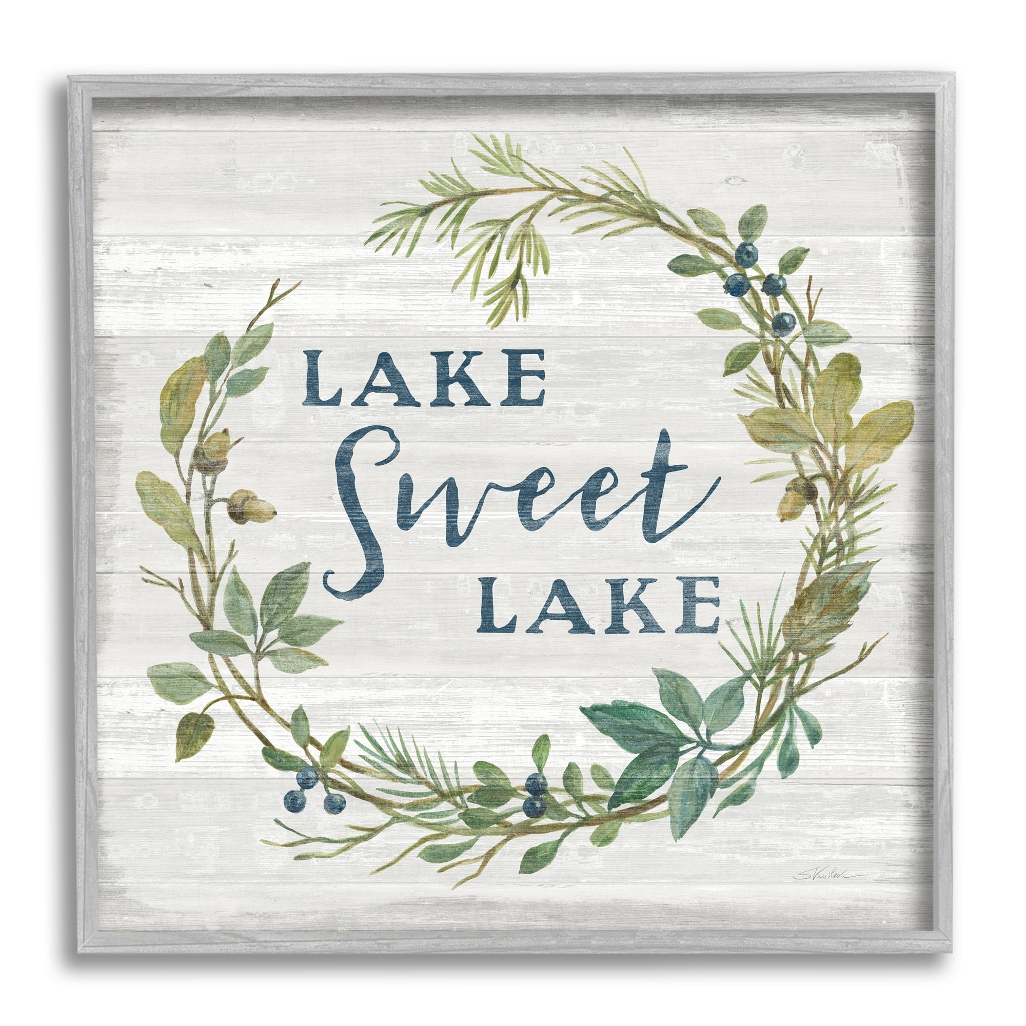 Stupell Industries Sweet Lake Quote Rustic Floral Botanical Frame, 17 x 17, Design by Silvia Vassileva