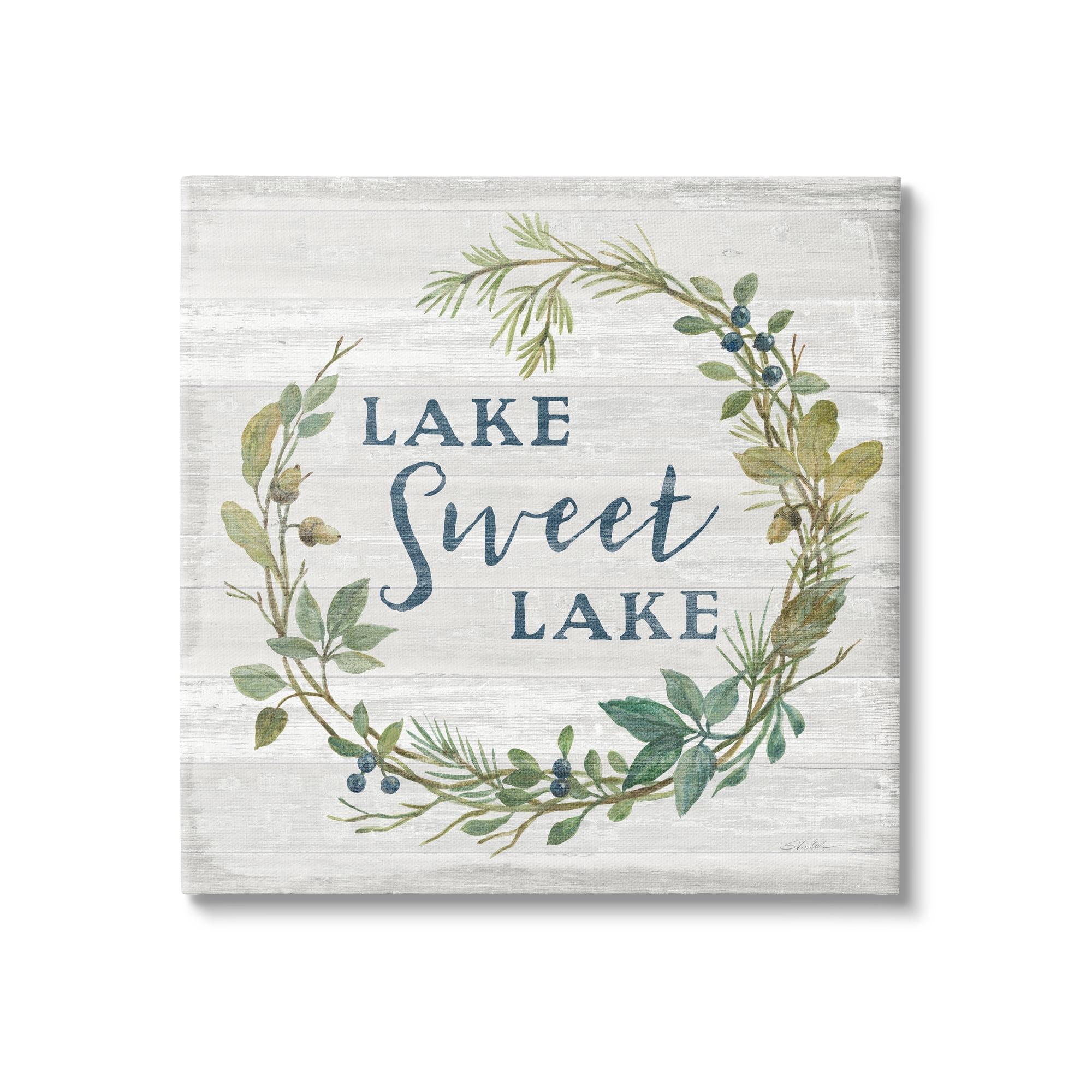Stupell Industries Sweet Lake Quote Rustic Floral Botanical Frame Graphic Art Gallery-Wrapped Canvas Print Wall Art, 30x30, by Silvia Vassileva
