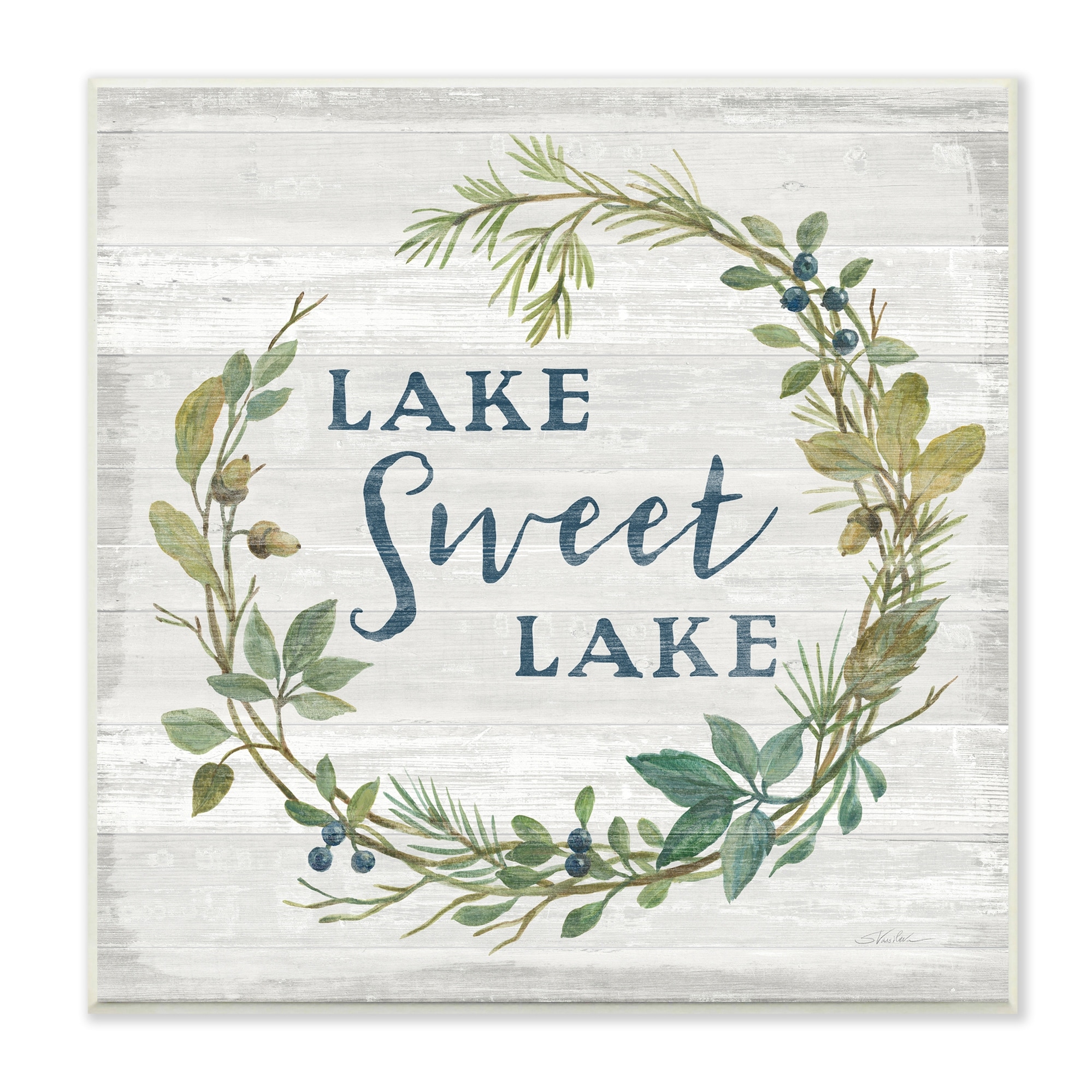 Stupell Industries Sweet Lake Quote Rustic Floral Botanical Frame Graphic Art Unframed Art Print Wall Art, 12x12, by Silvia Vassileva