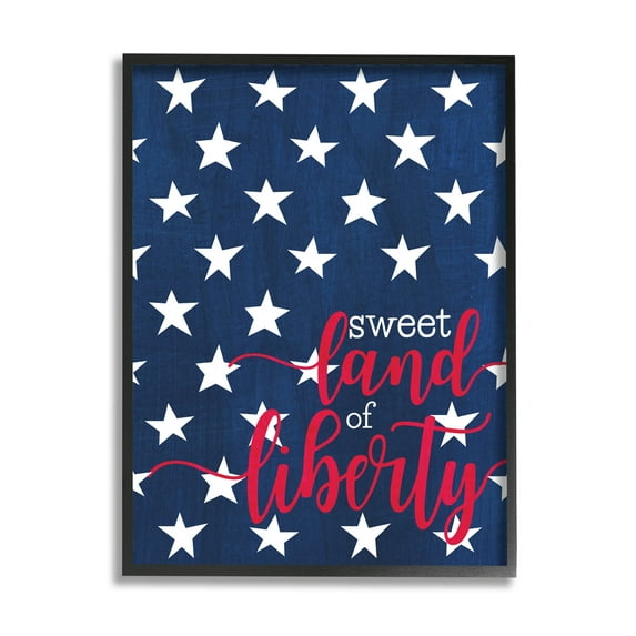 Stupell Industries Sweet Land Of Liberty Americana Graphic Art Black Framed Art Print Wall Art, Design by Alli Rogosich