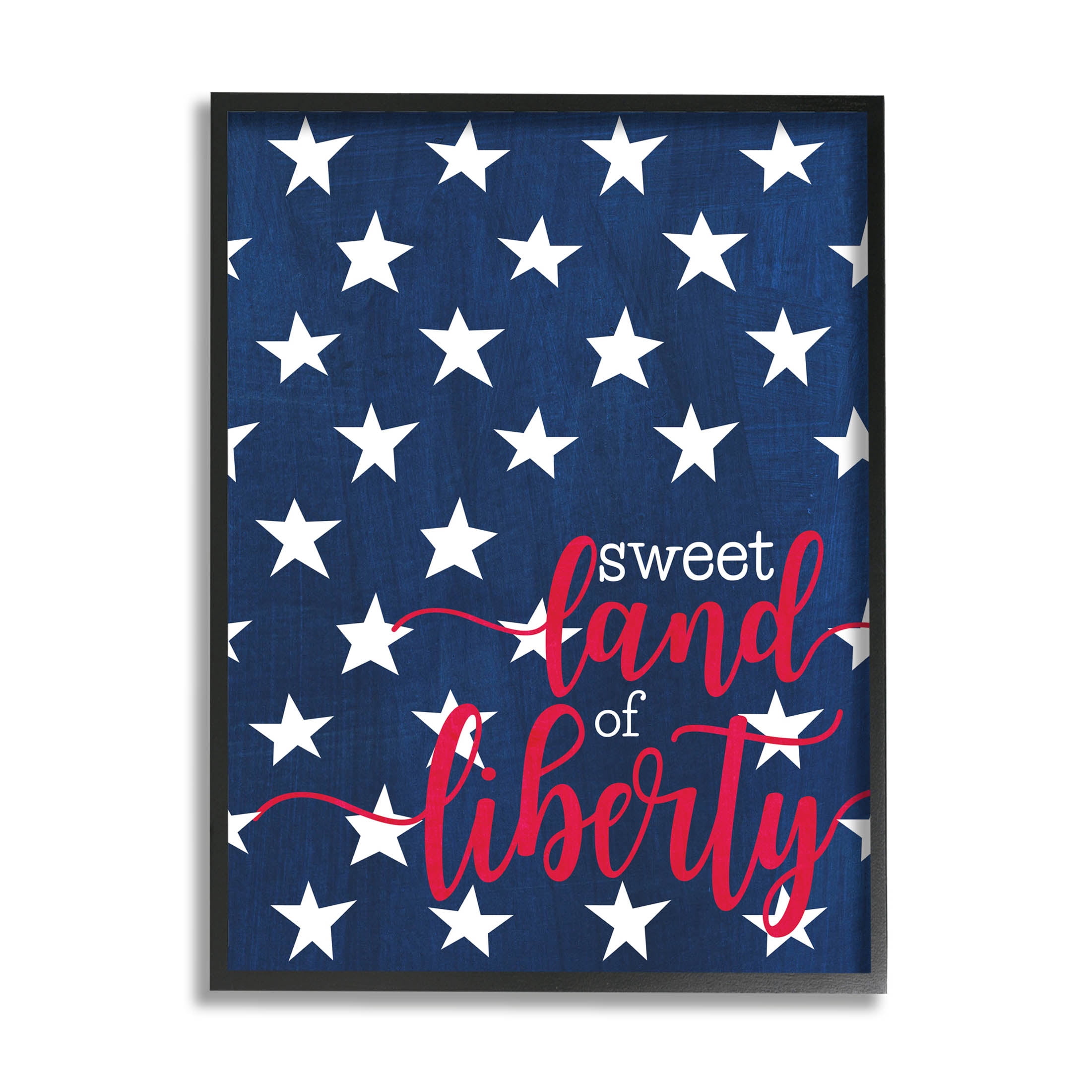 Stupell Industries Sweet Land Of Liberty Americana Graphic Art Black Framed Art Print Wall Art, Design by Alli Rogosich