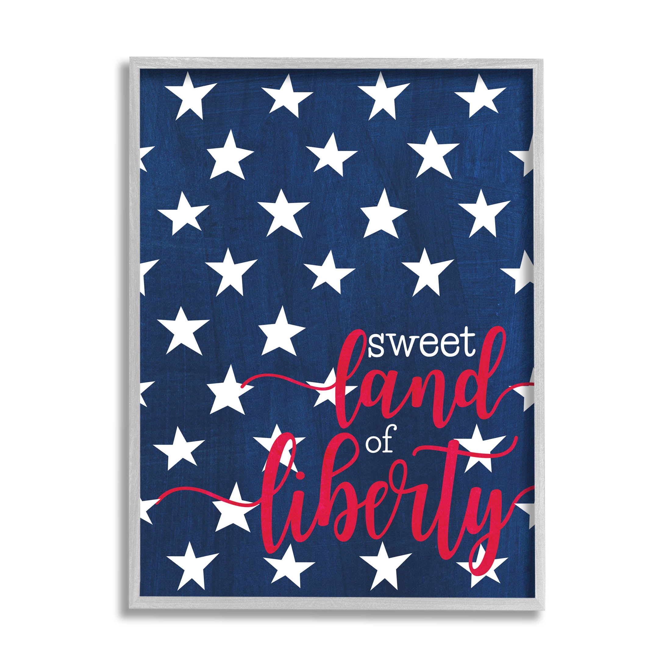 Stupell Industries Sweet Land Of Liberty Americana Graphic Art Gray Framed Art Print Wall Art, Design by Alli Rogosich