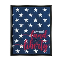 Stupell Industries Sweet Land Of Liberty Americana Graphic Art Jet Black Floating Framed Canvas Print Wall Art, Design by Alli Rogosich