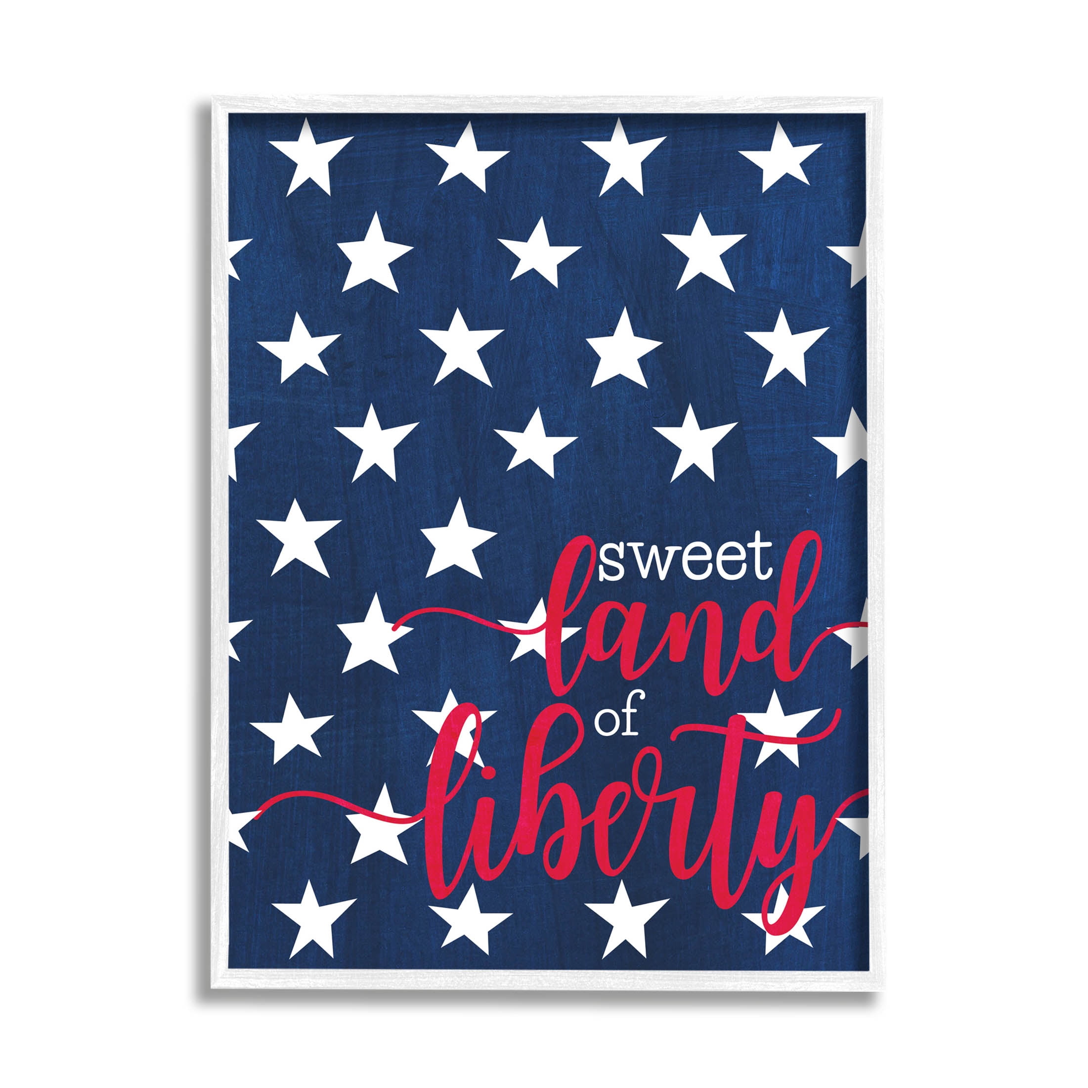 Stupell Industries Sweet Land Of Liberty Americana Graphic Art White Framed Art Print Wall Art, Design by Alli Rogosich
