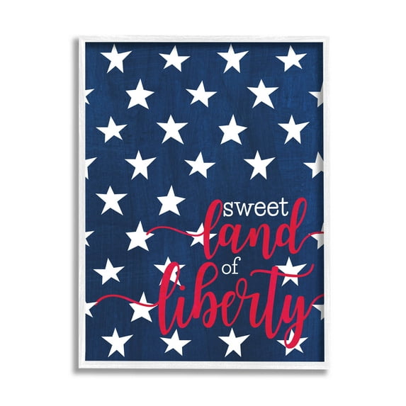 Stupell Industries Sweet Land Of Liberty Americana Graphic Art White Framed Art Print Wall Art, Design by Alli Rogosich