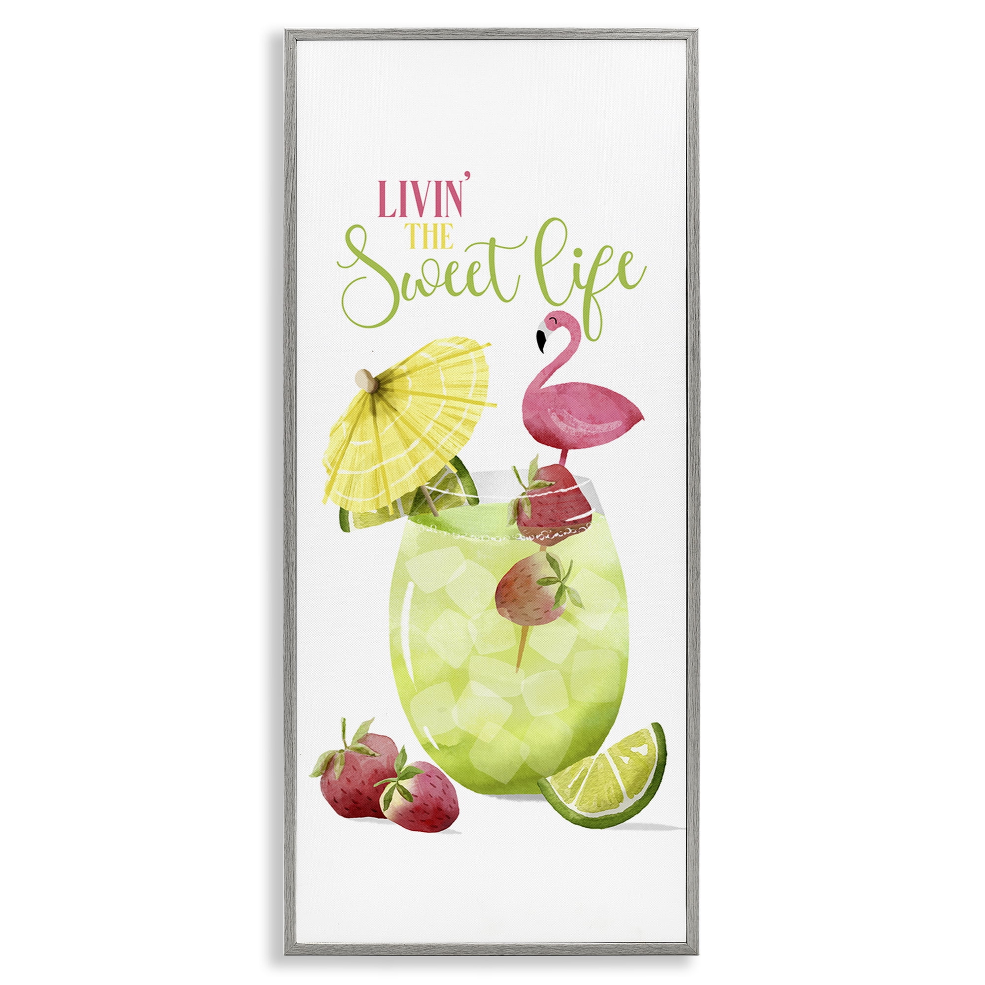 Stupell Industries Sweet Life Summer Drink Food & Beverage Painting Gray Framed Art Print Wall Art, 13 x 30
