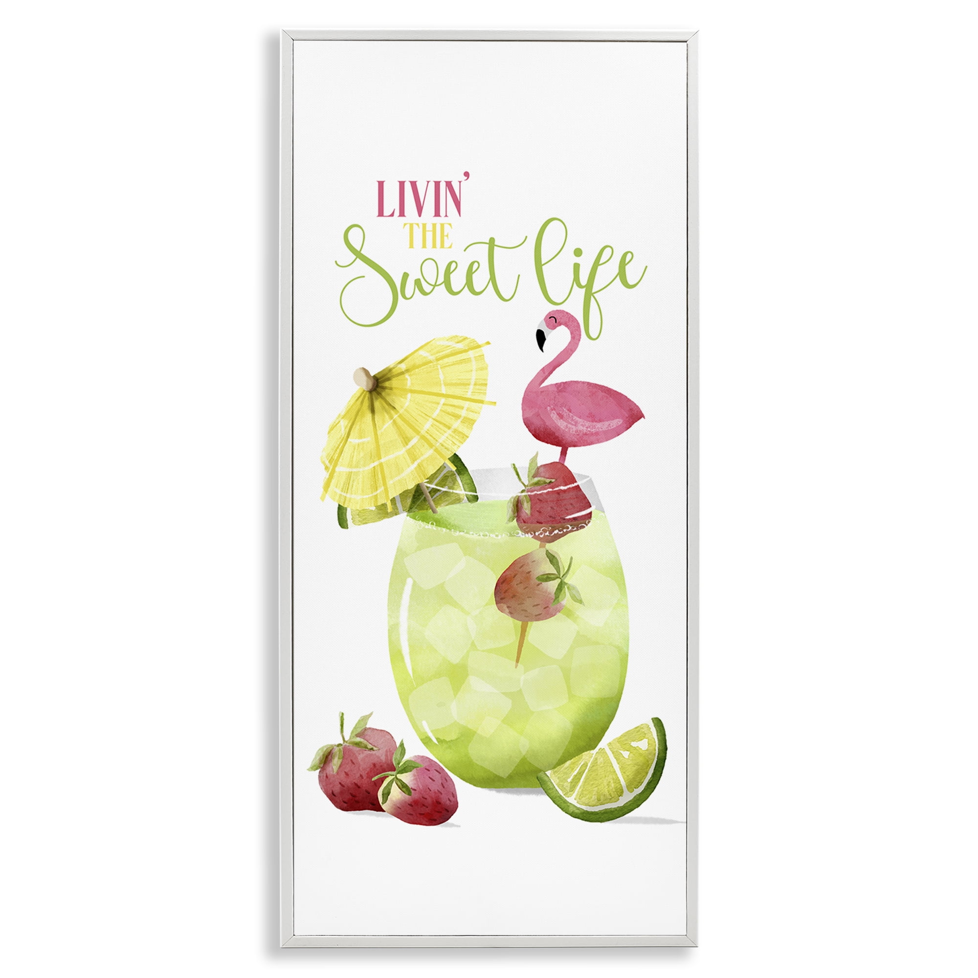 Stupell Industries Sweet Life Summer Drink Food & Beverage Painting White Framed Art Print Wall Art, 10 x 24