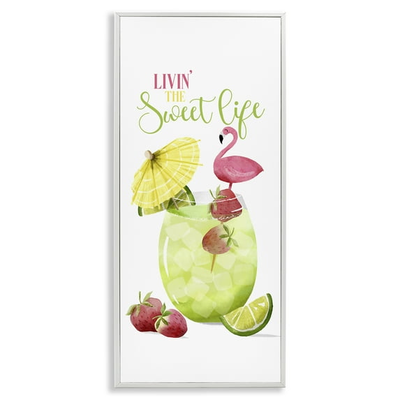Stupell Industries Sweet Life Summer Drink Food & Beverage Painting White Framed Art Print Wall Art, 13 x 30