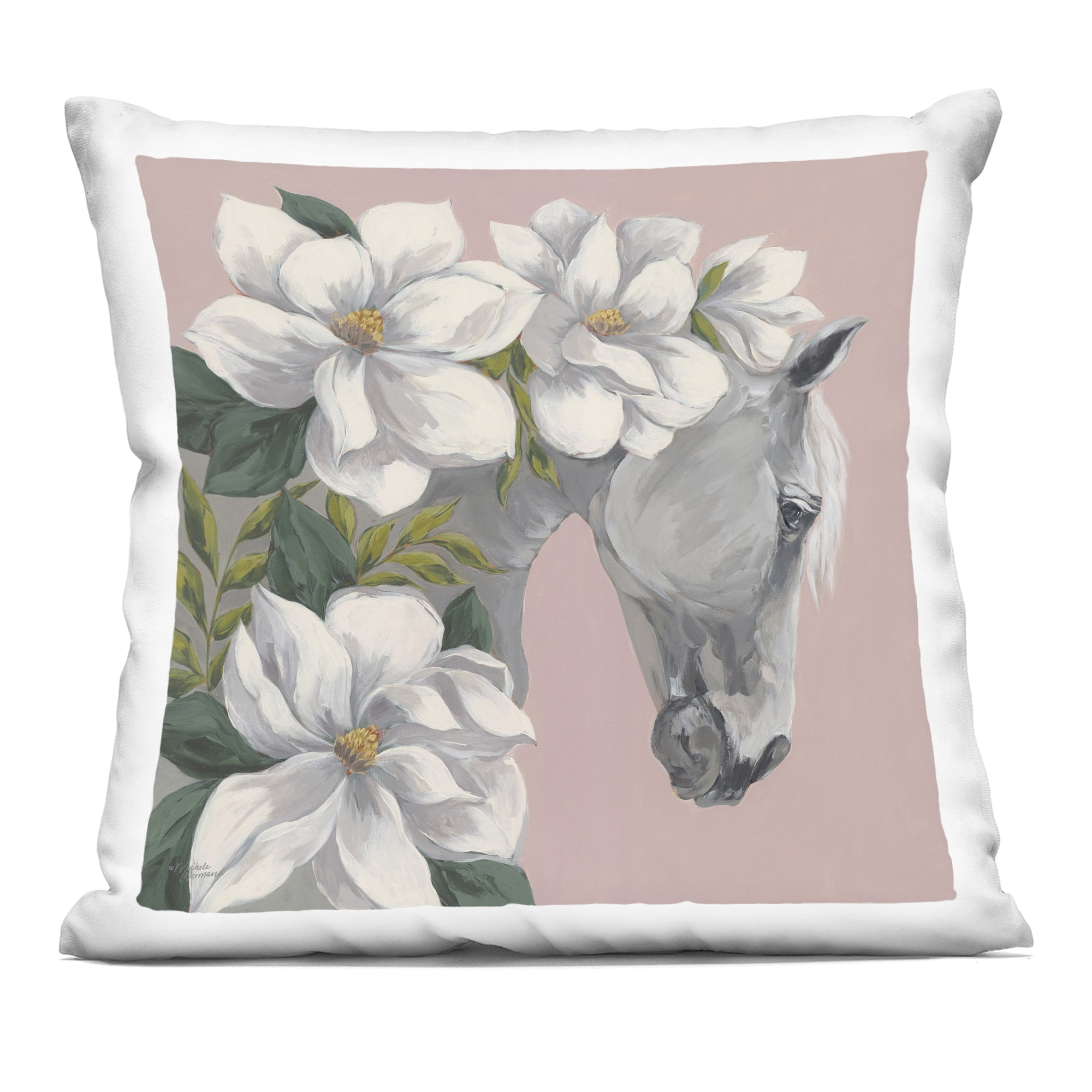 Stupell Industries Sweet Maggie Floral Horse Decorative Printed Throw Pillow, design by Michele Norman