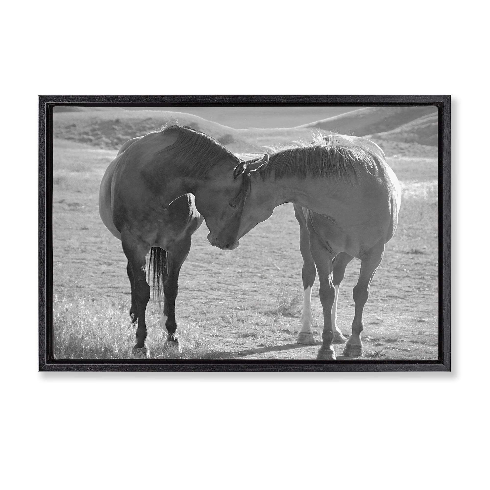 Stupell Industries Sweet Nothings Bond Between Horses Black Framed Floater Canvas Wall Art, design by Steve Toole