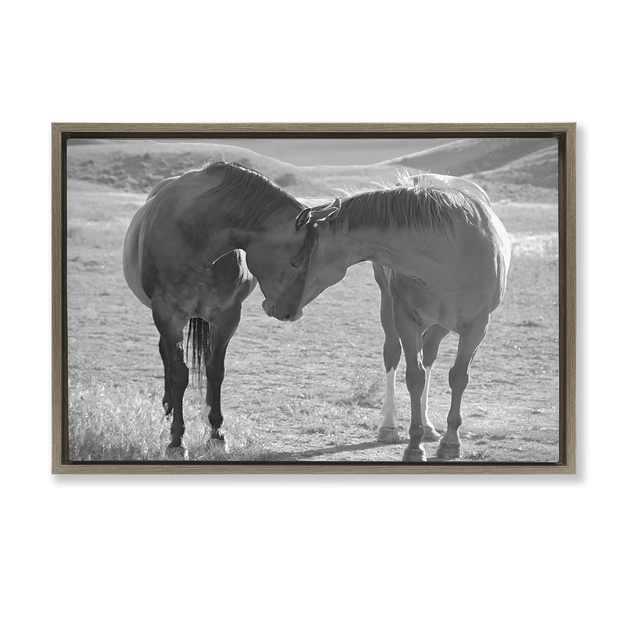 Stupell Industries Sweet Nothings Bond Between Horses Brown Framed Floater Canvas Wall Art, design by Steve Toole