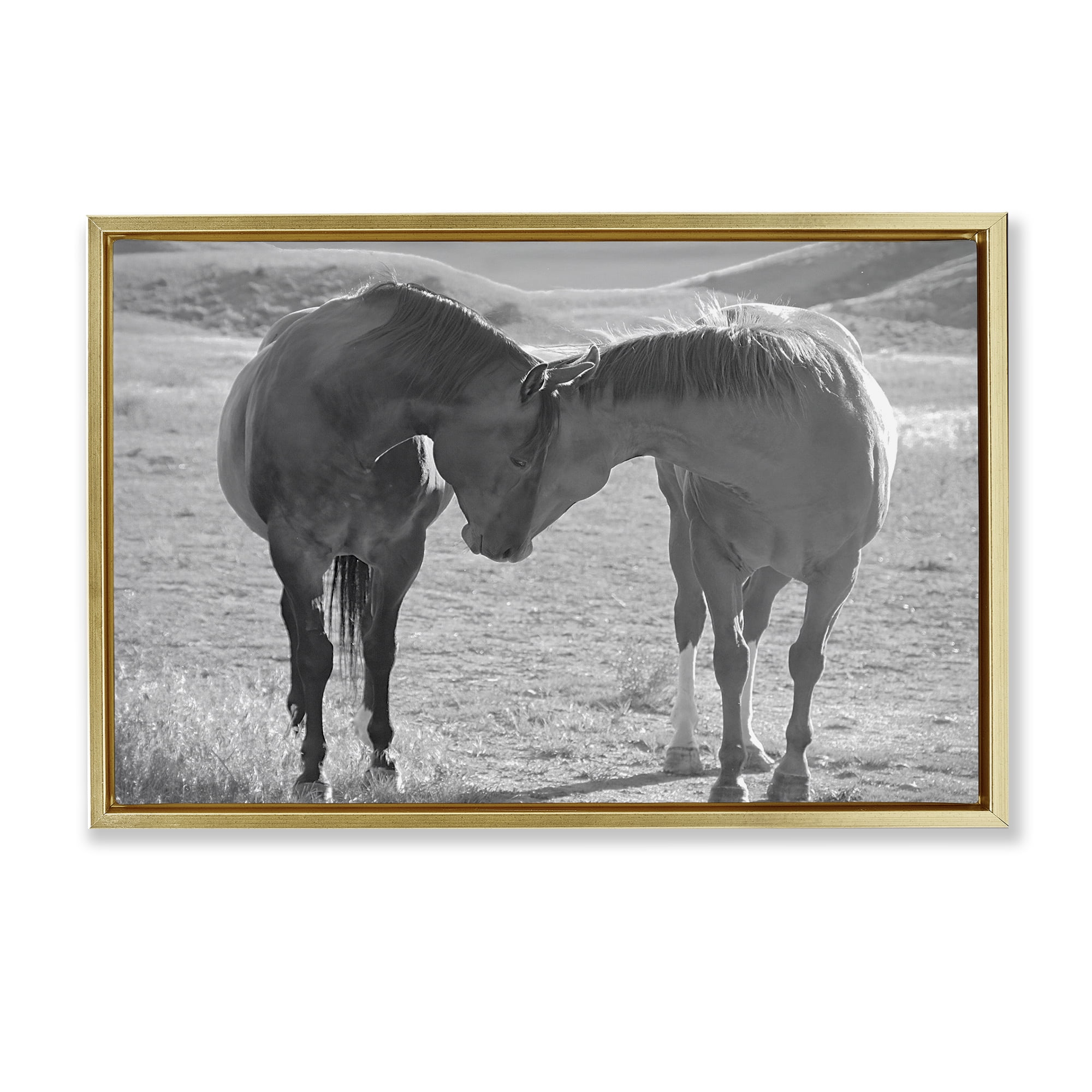 Stupell Industries Sweet Nothings Bond Between Horses Gold Framed Floater Canvas Wall Art, design by Steve Toole
