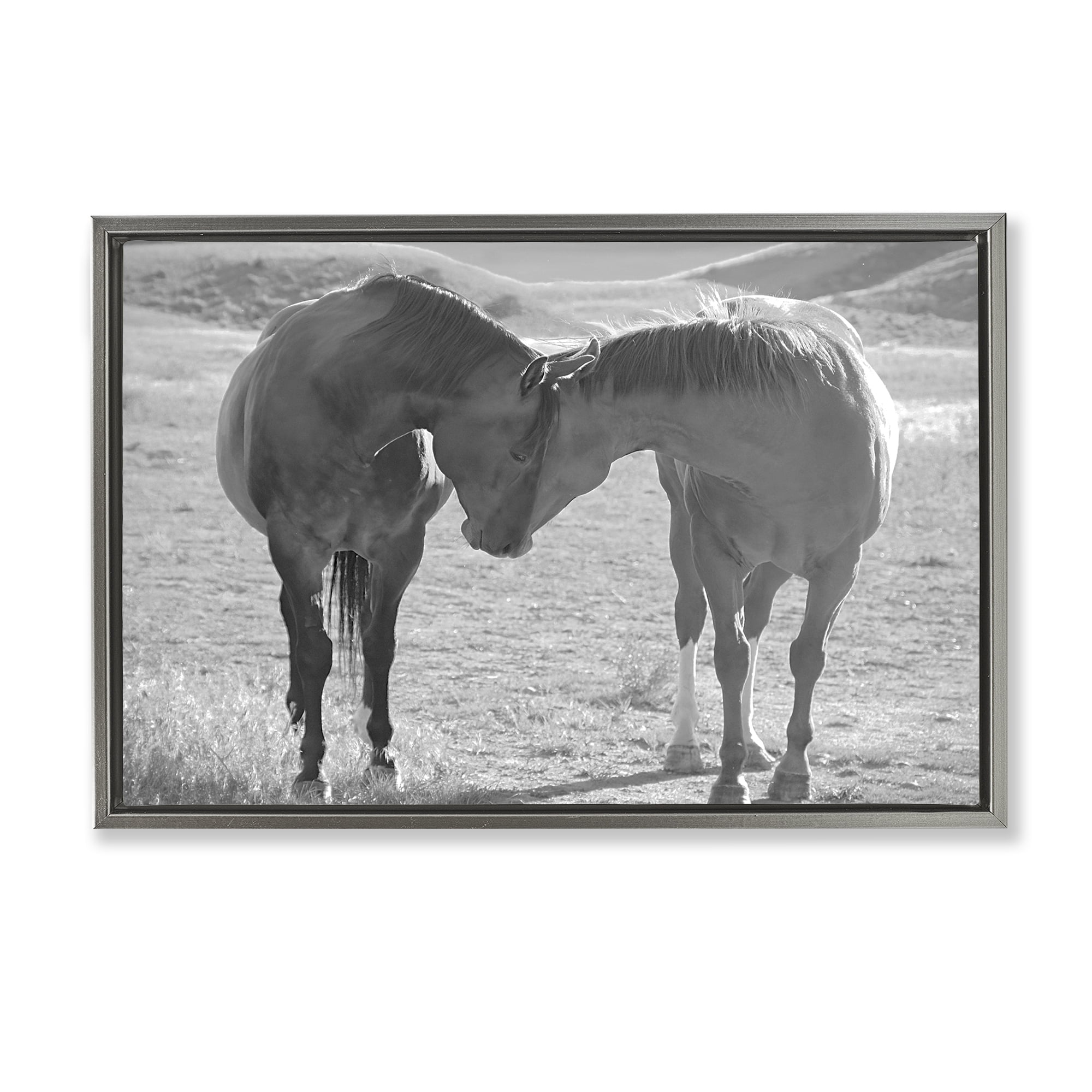 Stupell Industries Sweet Nothings Bond Between Horses Gray Framed Floater Canvas Wall Art, design by Steve Toole