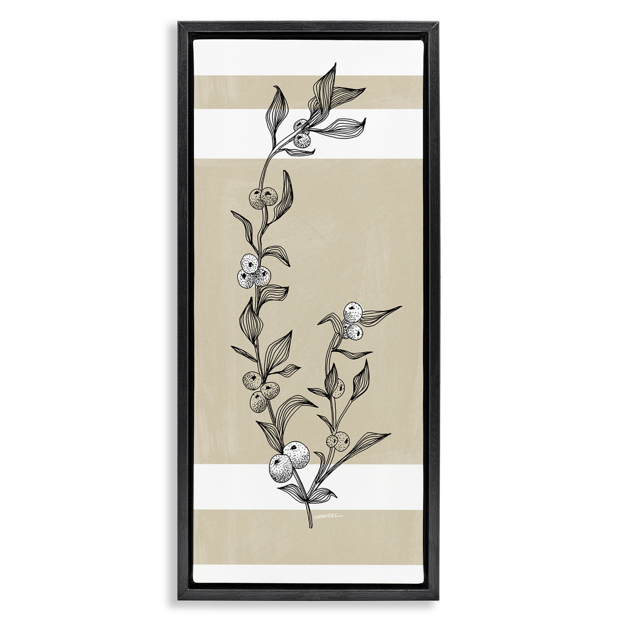 Stupell Industries Sweet Orange Branch Plants & Flowers Painting Black Floater Framed Canvas Art Print Wall Art, 11 x 25