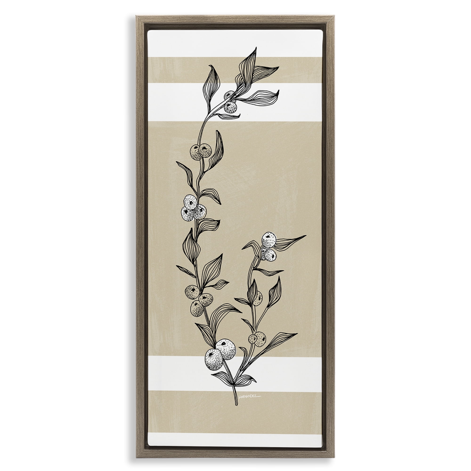 Stupell Industries Sweet Orange Branch Plants & Flowers Painting Brown Floater Framed Canvas Art Print Wall Art, 14 x 31