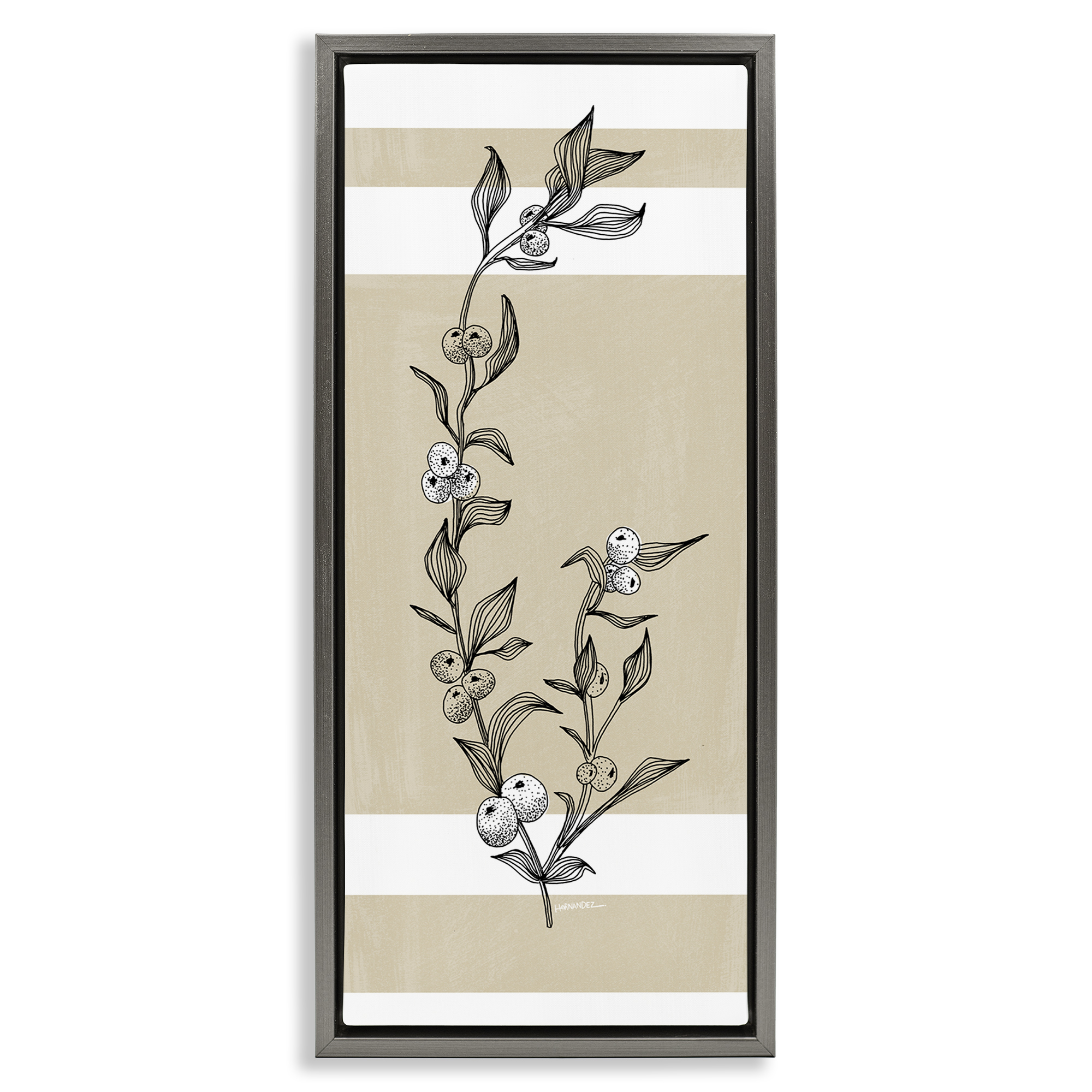 Stupell Industries Sweet Orange Branch Plants & Flowers Painting Gray Floater Framed Canvas Art Print Wall Art, 11 x 25