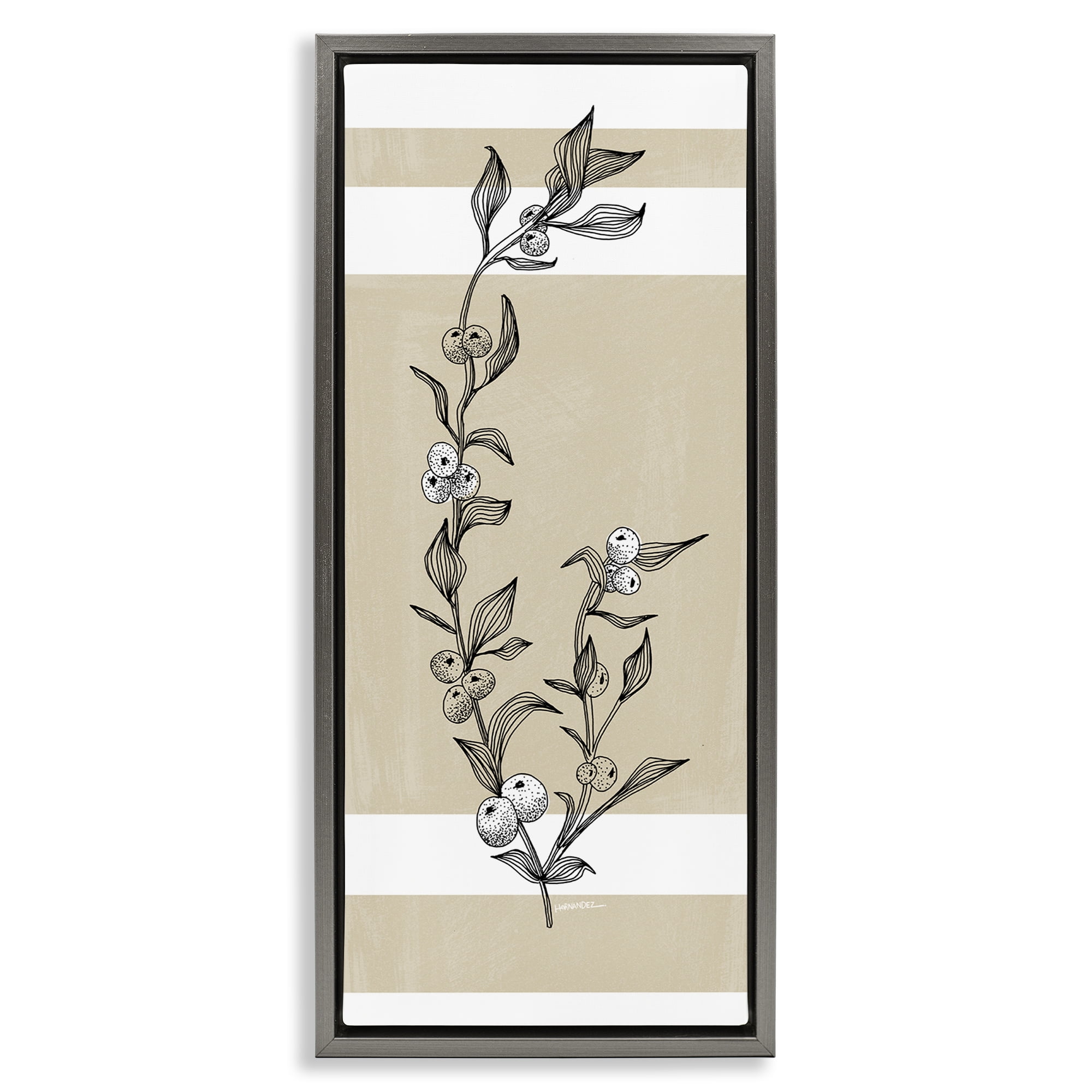 Stupell Industries Sweet Orange Branch Plants & Flowers Painting Gray Floater Framed Canvas Art Print Wall Art, 14 x 31