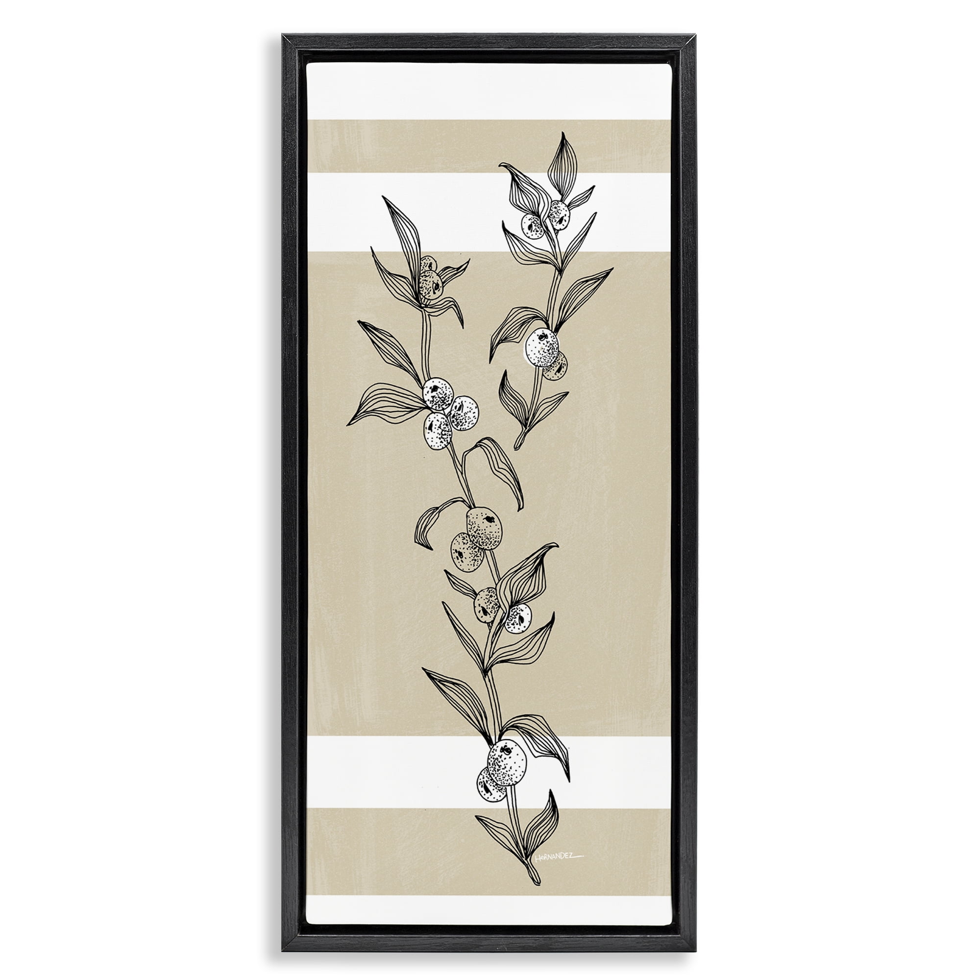 Stupell Industries Sweet Orange Spig Plants & Flowers Painting Black Floater Framed Canvas Art Print Wall Art, 11 x 25