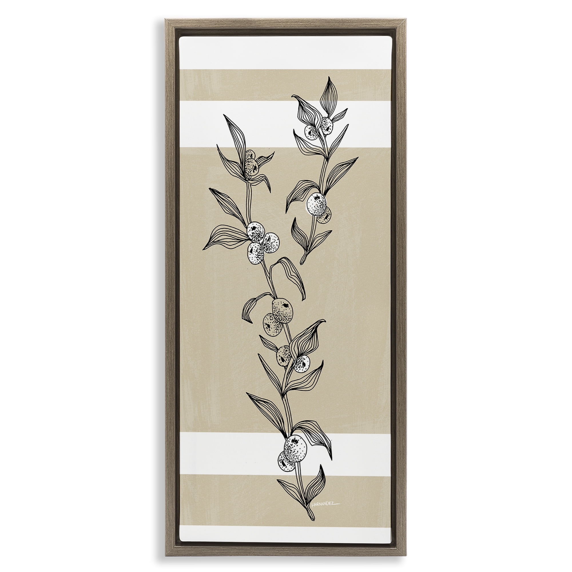 Stupell Industries Sweet Orange Spig Plants & Flowers Painting Brown Floater Framed Canvas Art Print Wall Art, 14 x 31