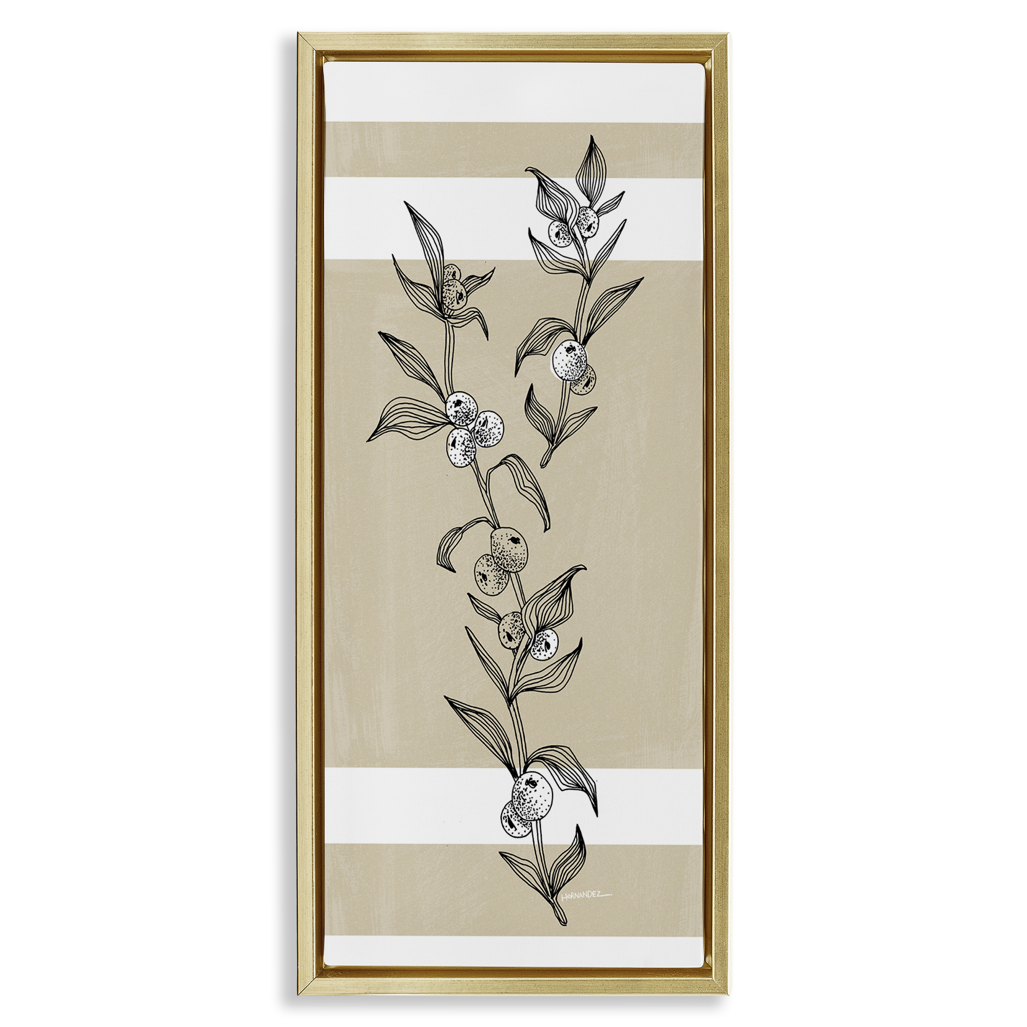 Stupell Industries Sweet Orange Spig Plants & Flowers Painting Gold Floater Framed Canvas Art Print Wall Art, 14 x 31