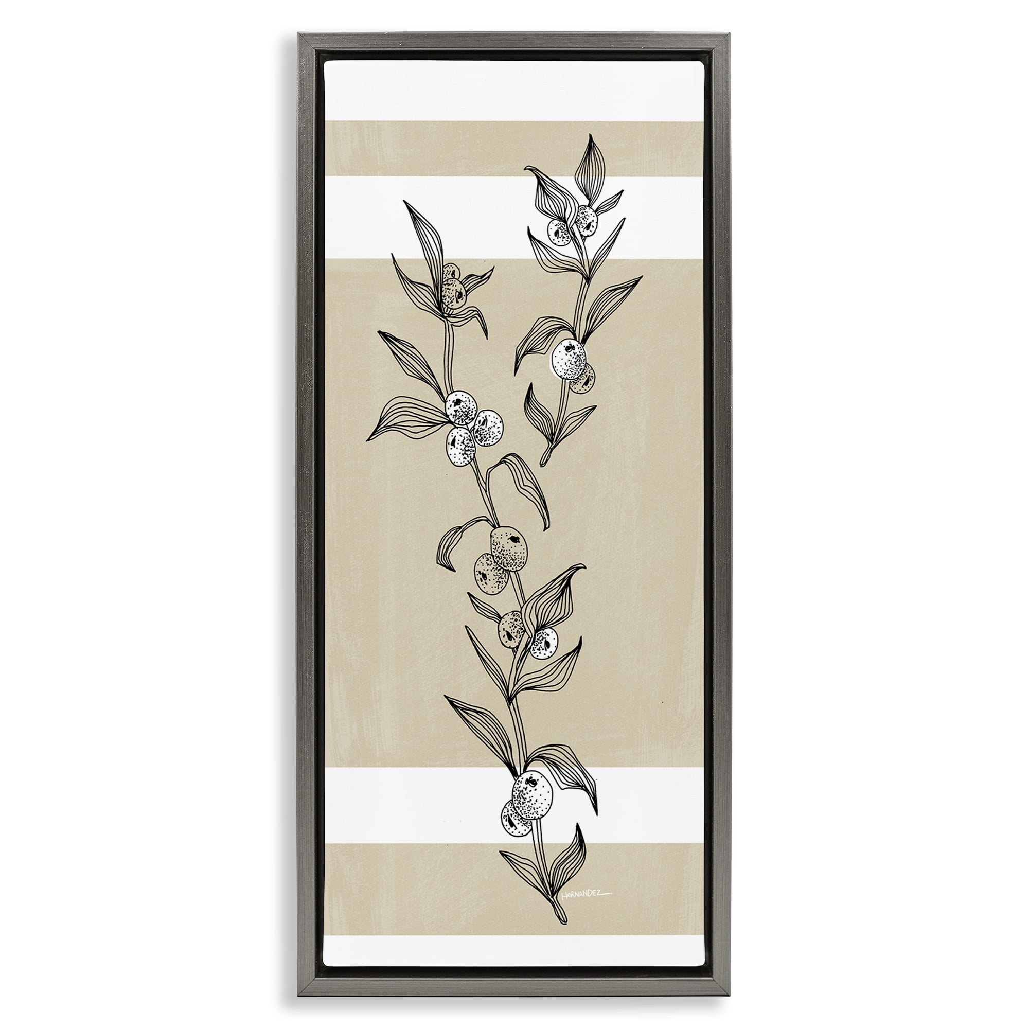 Stupell Industries Sweet Orange Spig Plants & Flowers Painting Gray Floater Framed Canvas Art Print Wall Art, 11 x 25