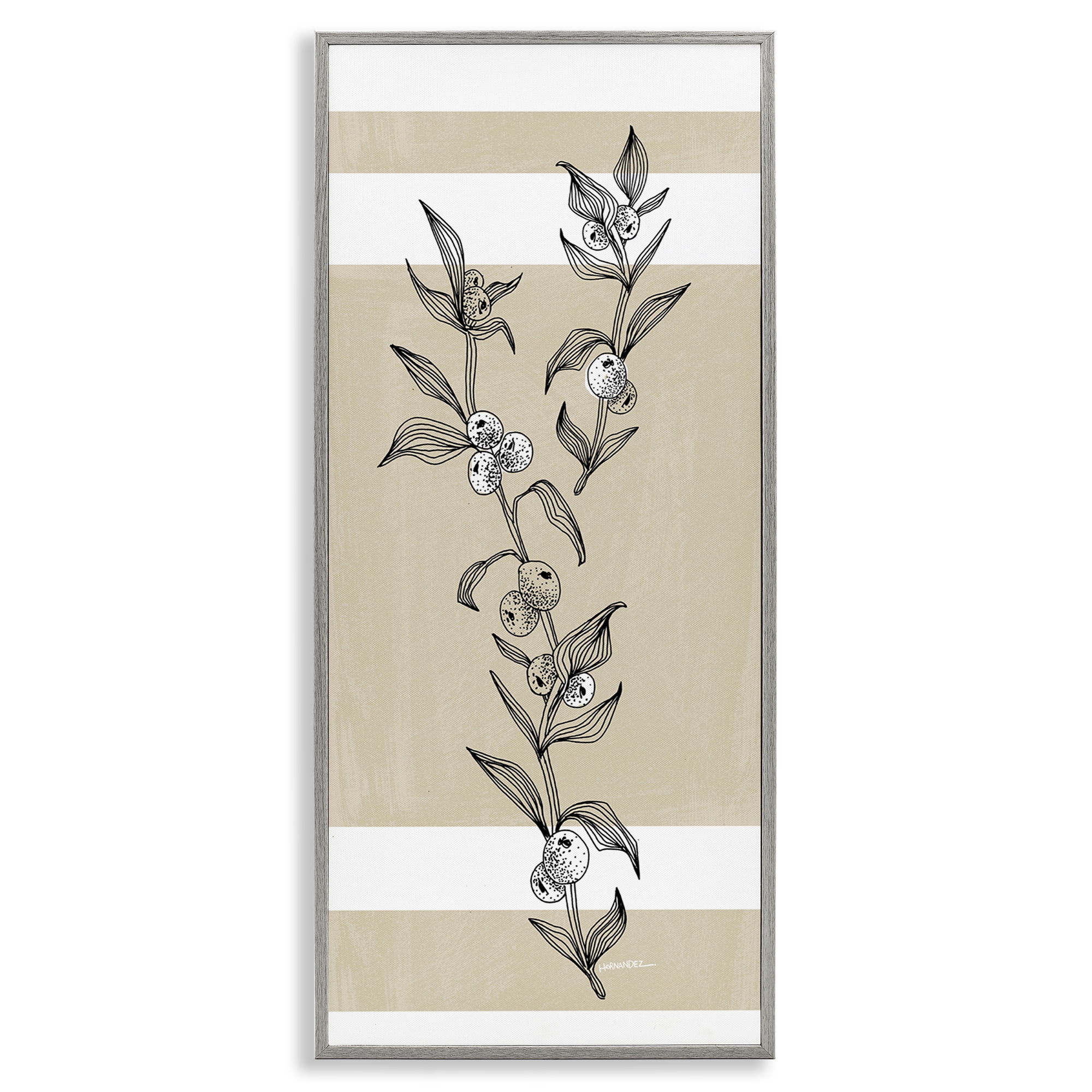 Stupell Industries Sweet Orange Spig Plants & Flowers Painting Gray Framed Art Print Wall Art, 10 x 24